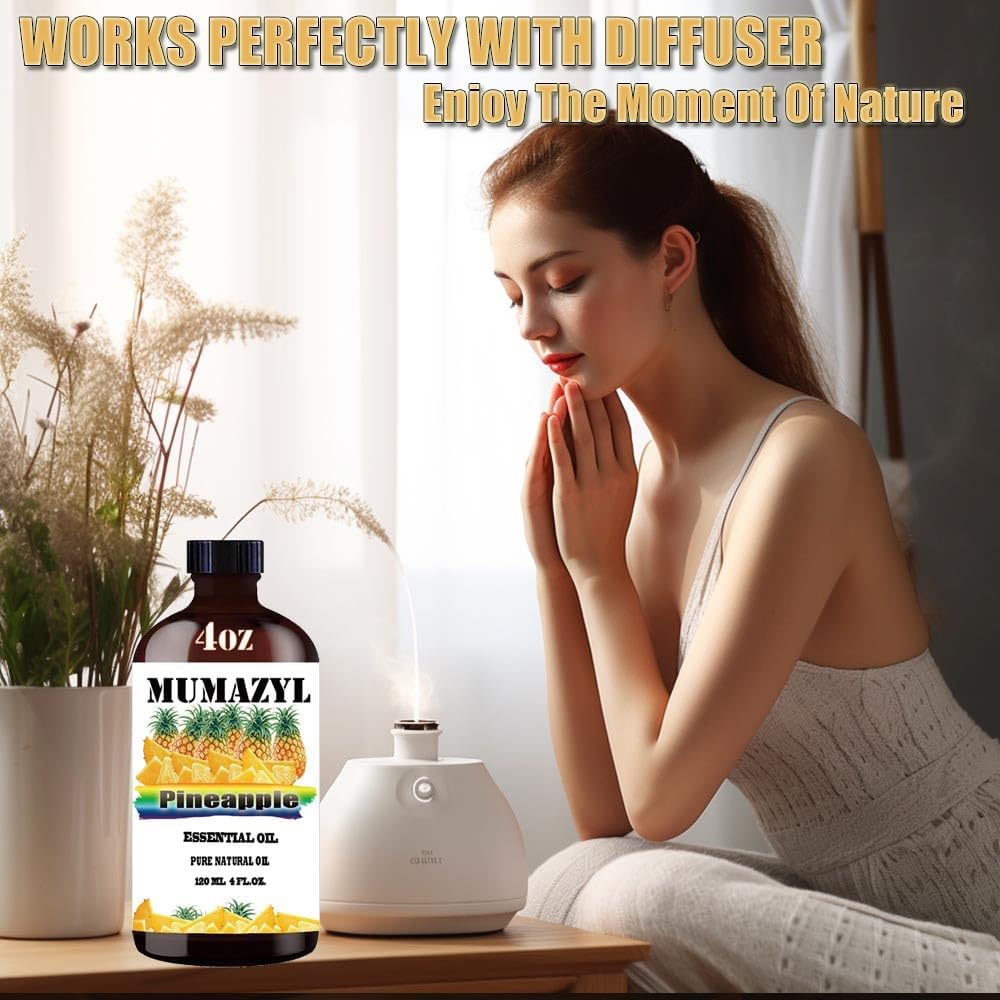 Pineapple Essential Oil, Pineapple Oil 4 Fl Oz 120ML for Diffuser Humidifier Yoga Cleaning DIY Candle Soap Making Essential Oils