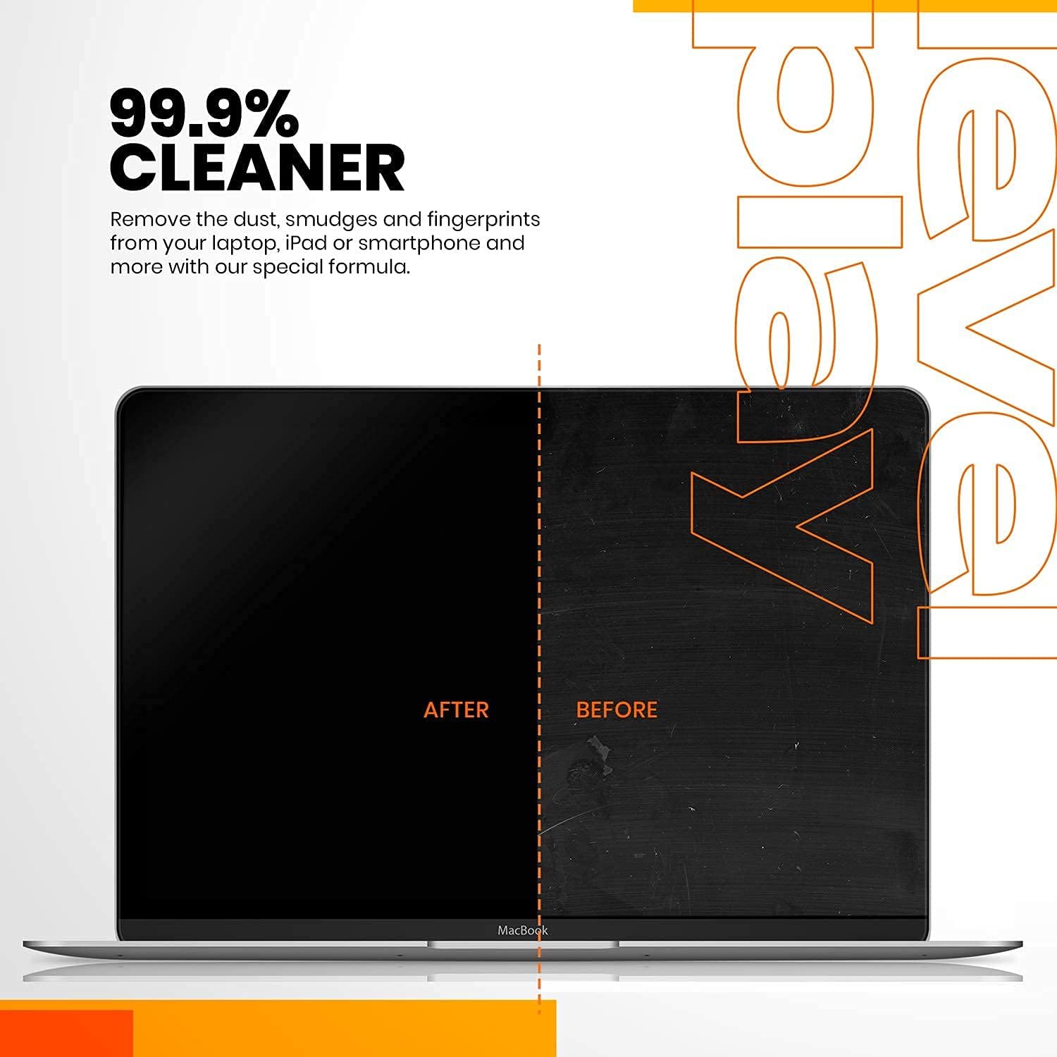 Levelplay Screen Cleaner Kit – Fingerprint-Resistant Touchscreen, Monitor & Lens Cleaner, Alcohol- and Ammonia-Free, Washable Microfiber Wipe (Large), 240 mL (8.1 fl oz) Spray Bottle