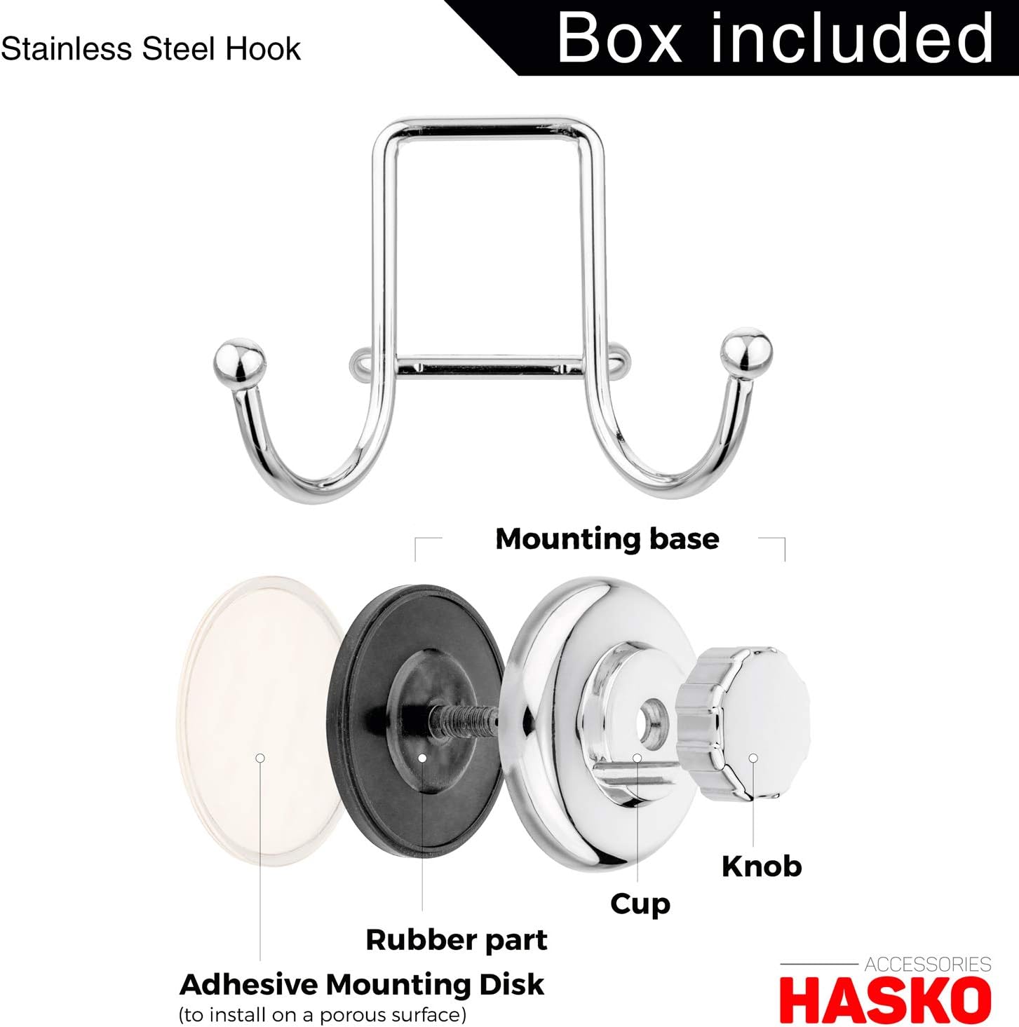 Powerful Vacuum Suction Cup Hooks Holder for Towel, Robe and Loofah - Stainless Steel Hook for Bathroom and Kitchen (Chrome)