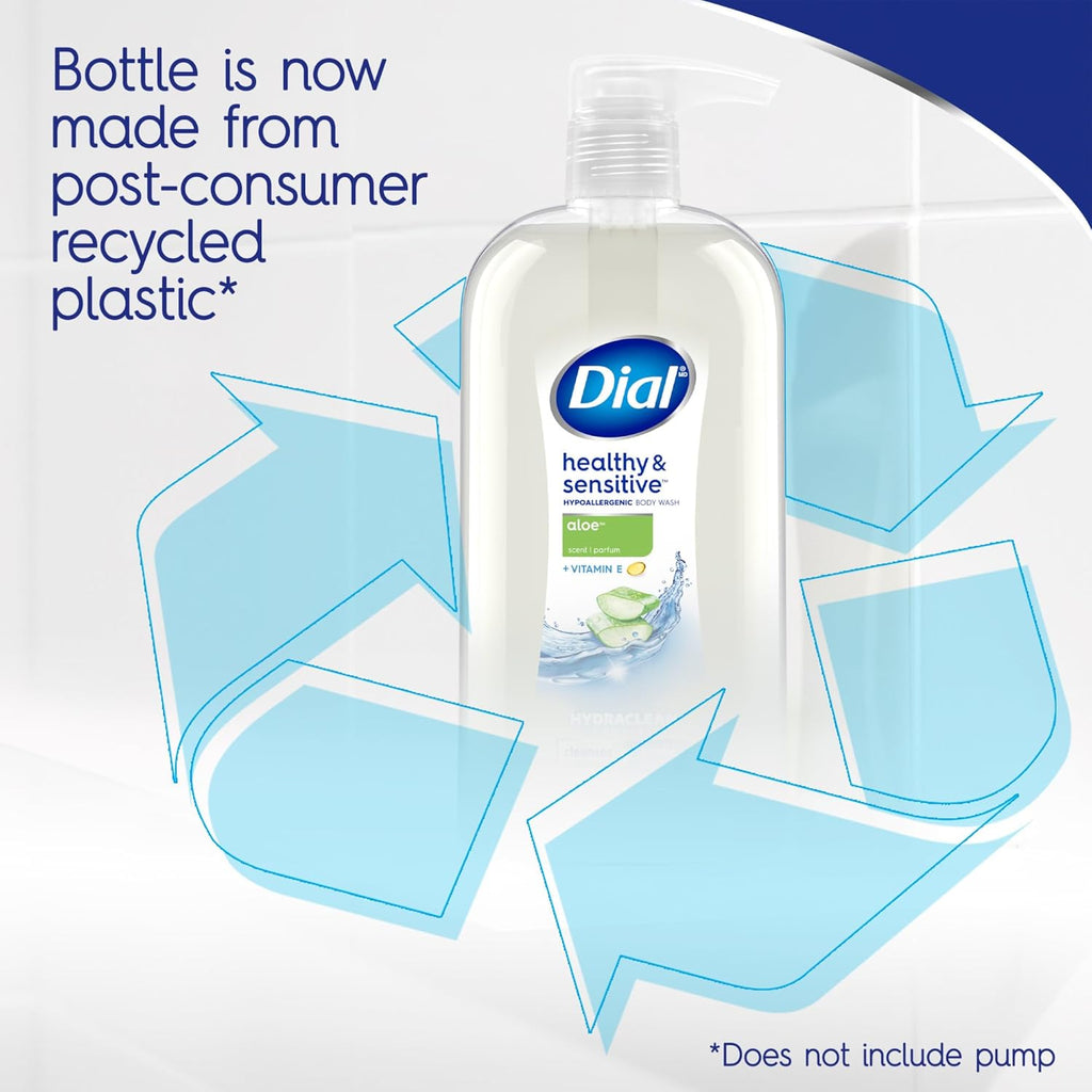 Dial Body Wash, Healthy & Sensitive Aloe Scent, 23 fl oz, Pack of 3