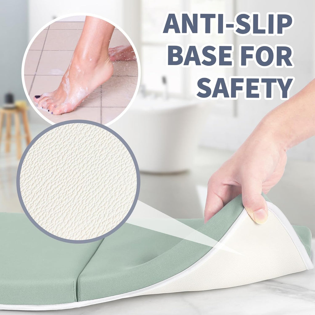 URMYWO Bath Kneeler and Elbow Rest Pad Set - 1.5" Thick Baby Bath Kneeler Pads with Toys Organizer, Anti-Slip Cozy Knee & Arm Support Bathtub Mat, Quick Dry Kneeling Pad for Baby Bath Time