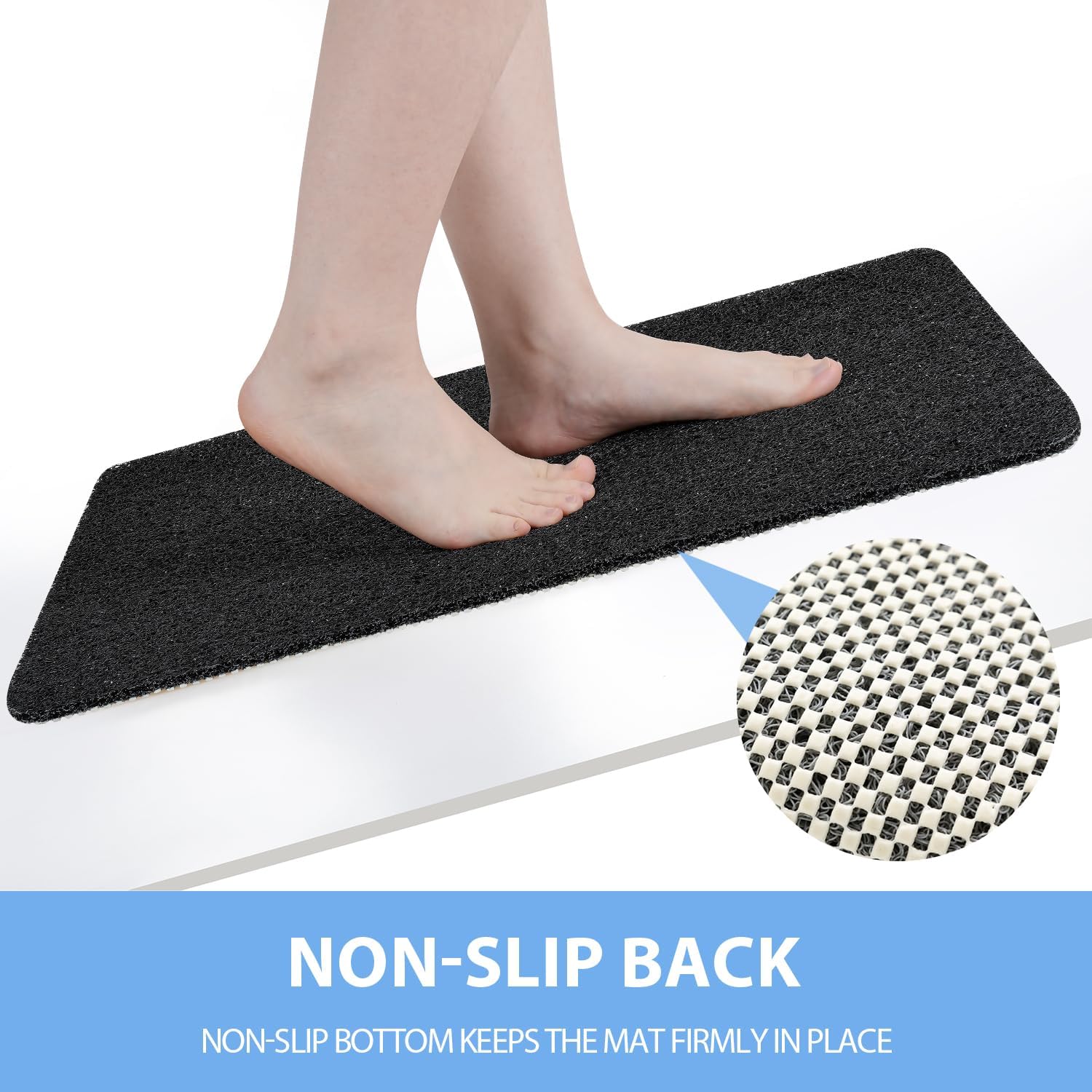 Non-Slip Bathtub Mat, Anti Slip Shower Mat, Fast Drying Bathtub Mats, Foot Scrubber Mat, Anti Slip Mat for Tub, Floor, Bathroom, Kitchen, Home, Hotel (Black 32"×17")