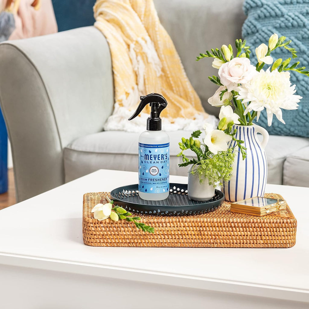 MRS. MEYER'S CLEAN DAY Room and Air Freshener Spray, Non-Aerosol Spray Bottle Infused with Essential Oils, Rain Water, 8 fl. oz - Pack of 3