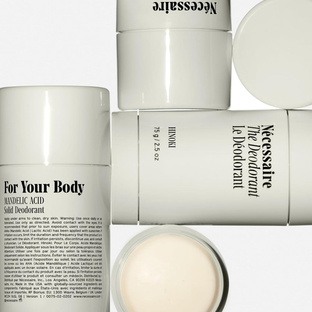 Nécessaire The Deodorant Hinoki | Natural Aluminum Free Deodorant For Women & Men. Extra Strength Treatment with Mandelic Acid. Free of Baking Soda, Ozokerite & Parabens (75 g/2.5 oz)