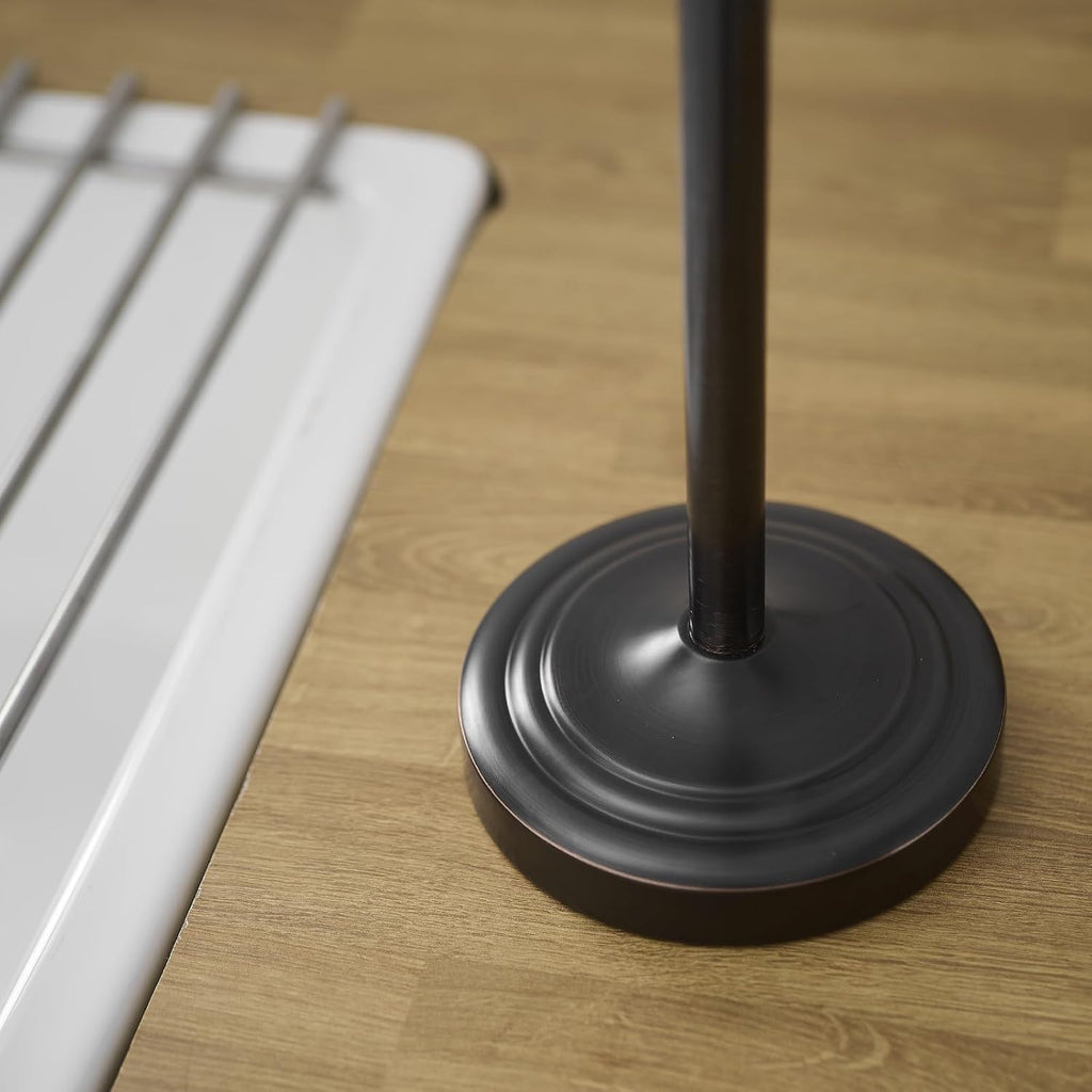 Hoimpro 17 Inch Oil Rubbed Bronze Stainless Steel Free Standing Towel Rack Bar, Double Stand Towel Ring Hand Towel Holder Hanger, Towel Hardware for Bathroom Vanity Kitchen Countertops