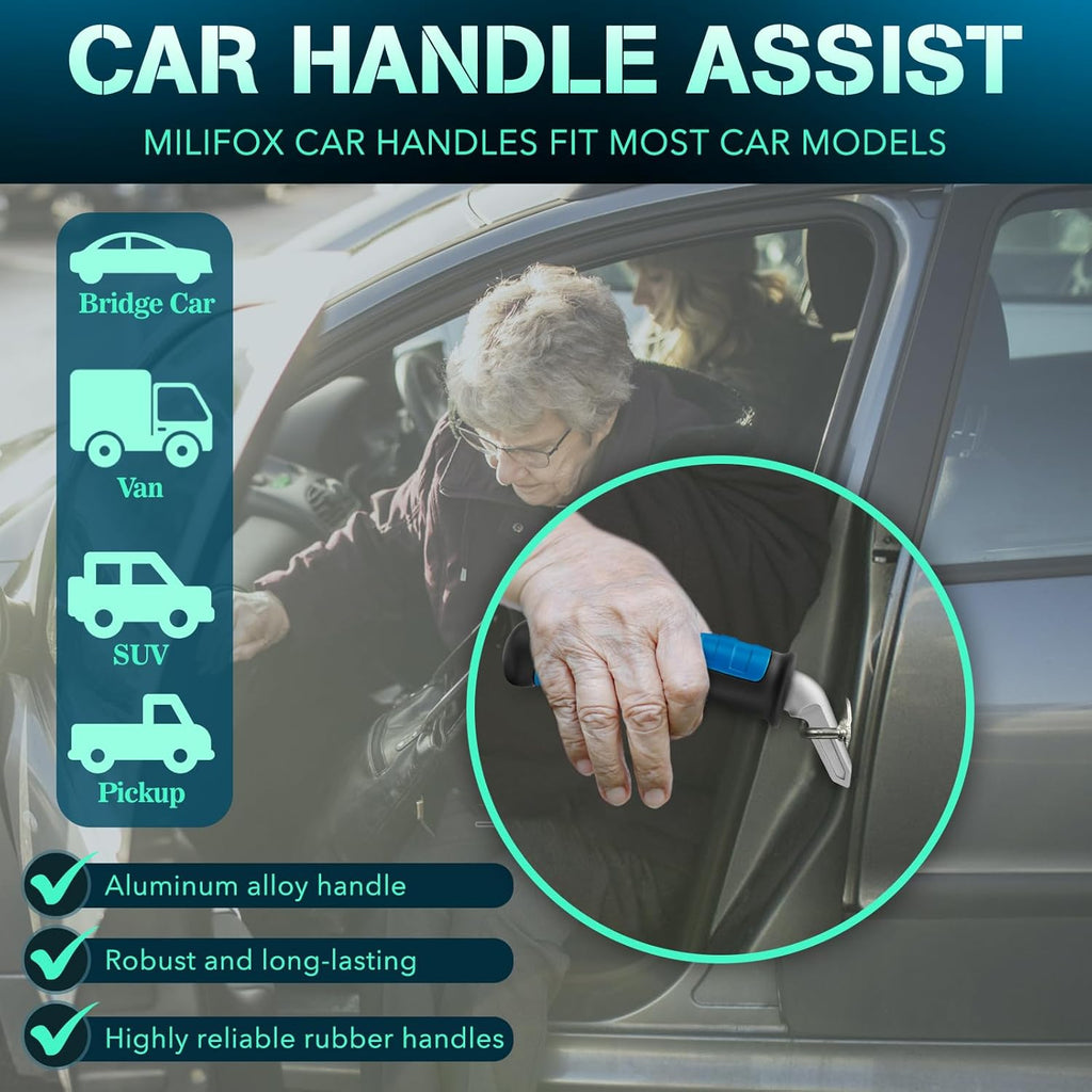Car Door Handle for Elderly Car Handle Assist Support, Portable Auto Grab Handles for Handicap Seniors, Black and Blue