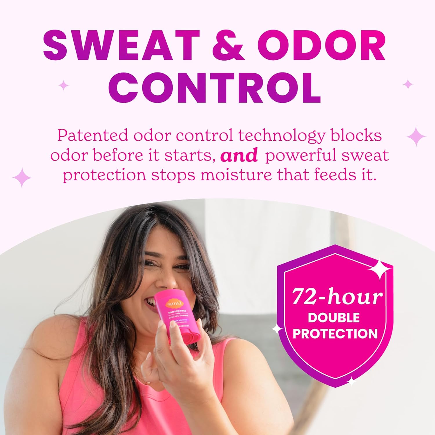 Lume Deodorant Plus Sweat Control - Smooth Solid Stick - Extra Strength Antiperspirant - 72 Hour Odor And Sweat Control - Baking Soda Free, Skin Loving - 2.6 ounce (Unscented) Pack of 2