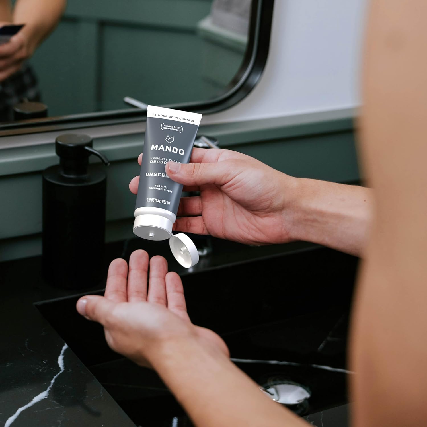 Mando Whole Body Deodorant For Men - Invisible Cream - 72 Hour Odor Control - Aluminum Free, Baking Soda Free, Skin Safe - 3 ounce (Pack of 2) - Unscented