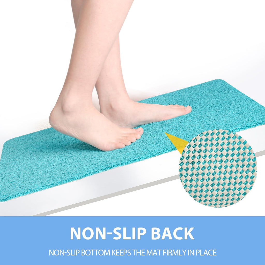 Non-Slip Bathtub Mat, 2 Pack Anti Slip Shower Mat, Fast Drying Bathtub Mats, Foot Scrubber Mat, Anti Slip Mat for Tub, Floor, Bathroom, Kitchen, Home, Hotel (Turquoise Blue 24"×16"+24"×16")