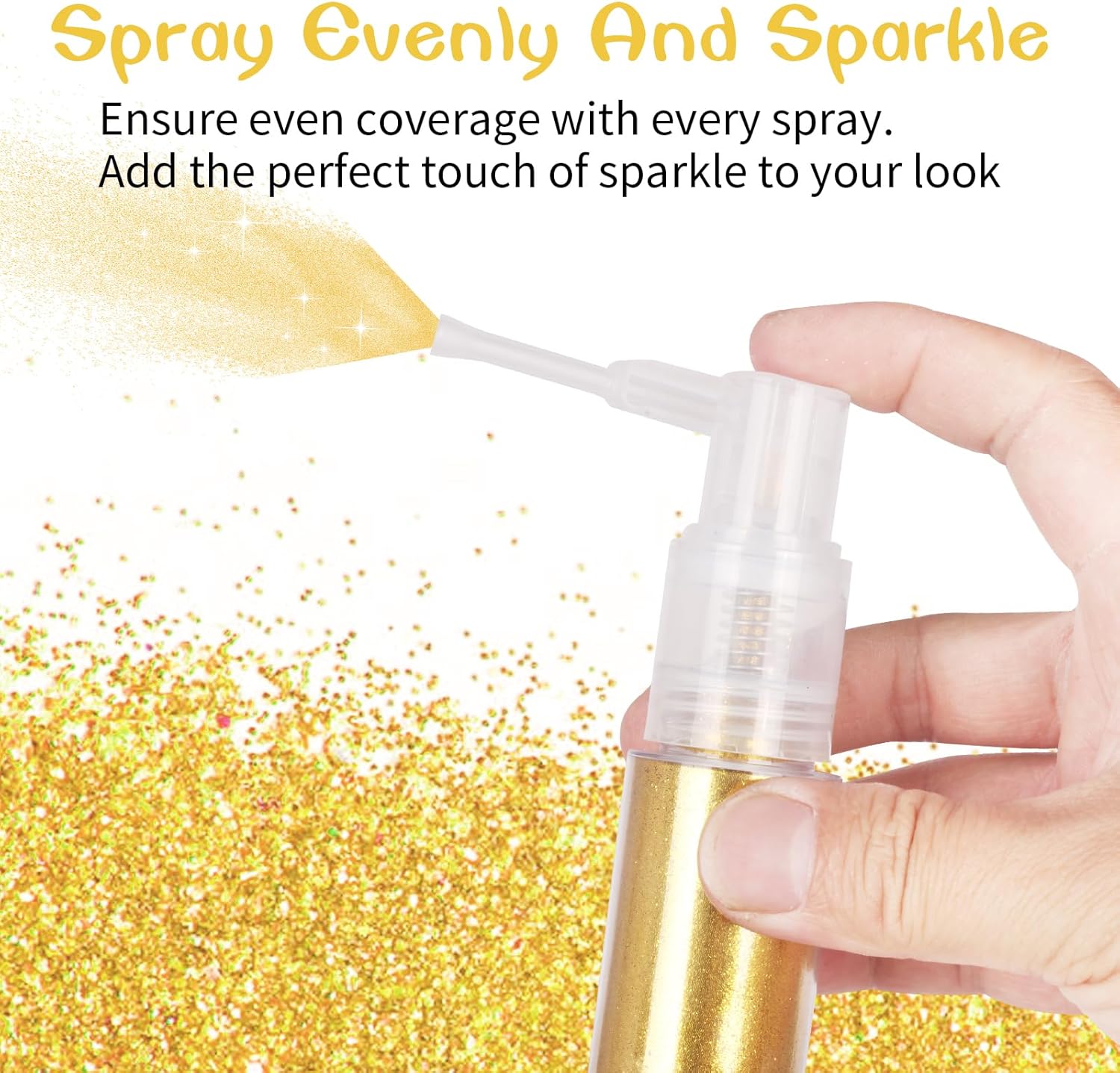 MEICOLY Gold Hair and Body Glitter Spray,25g/0.88OZ,Shinny Sparkle Glitter Spray for Clothes,Loose Shimmer Hairspray for Festival Rave Makeup/Stage Performance,Lightweight
