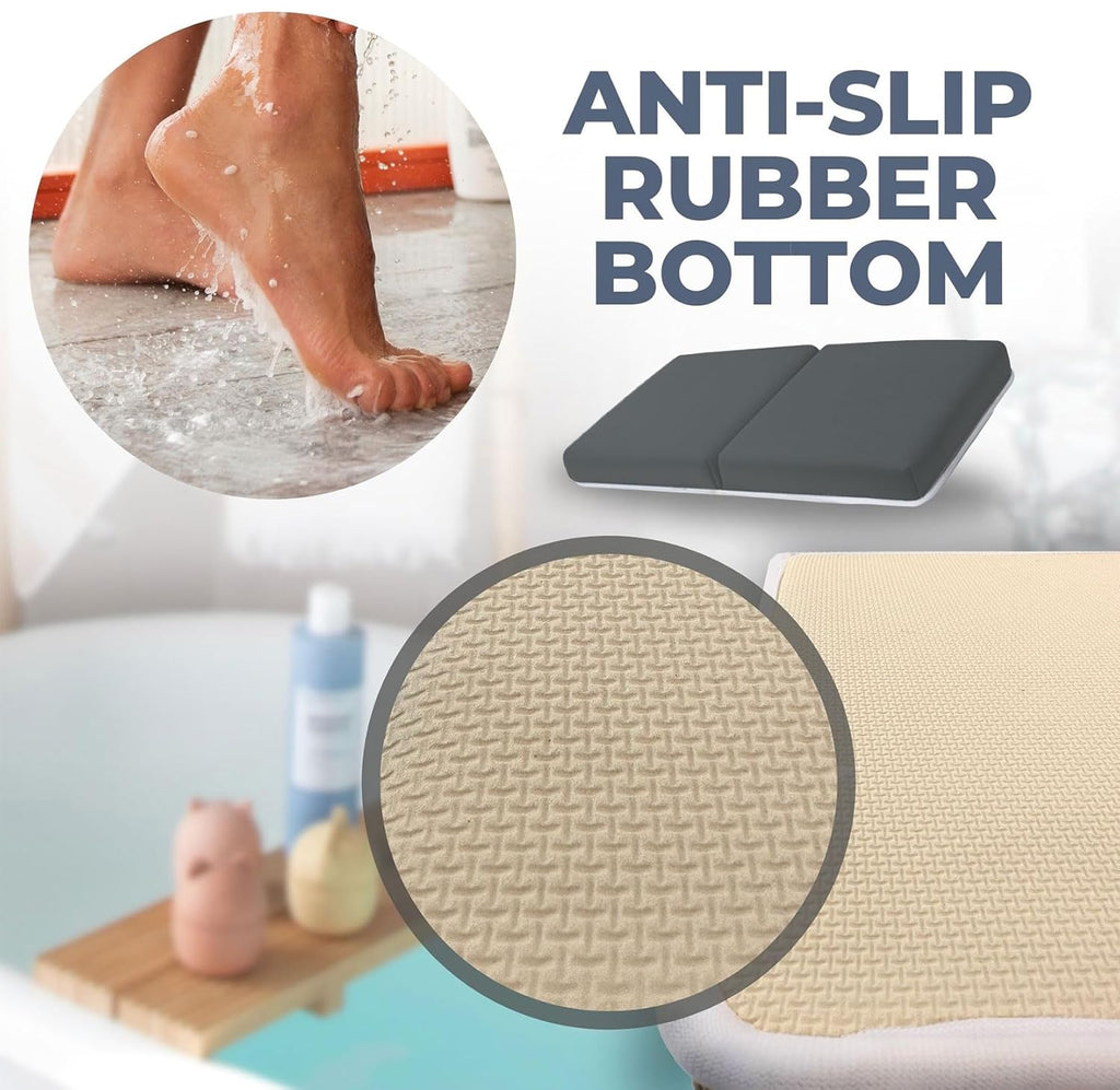 Comfortable Baby Bath Kneeler and Elbow Rest Pad Set – Thick Memory Foam Bath Kneeling Pad with Elbow Support – Baby Bathtub Cushion with Toy Organizer for Bathing Infant or Toddler - Dark Grey