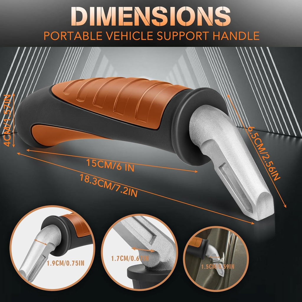 Car Door Handle for Elderly Car Handle Assist Support, Portable Auto Grab Handles for Handicap Seniors, Black and Orange