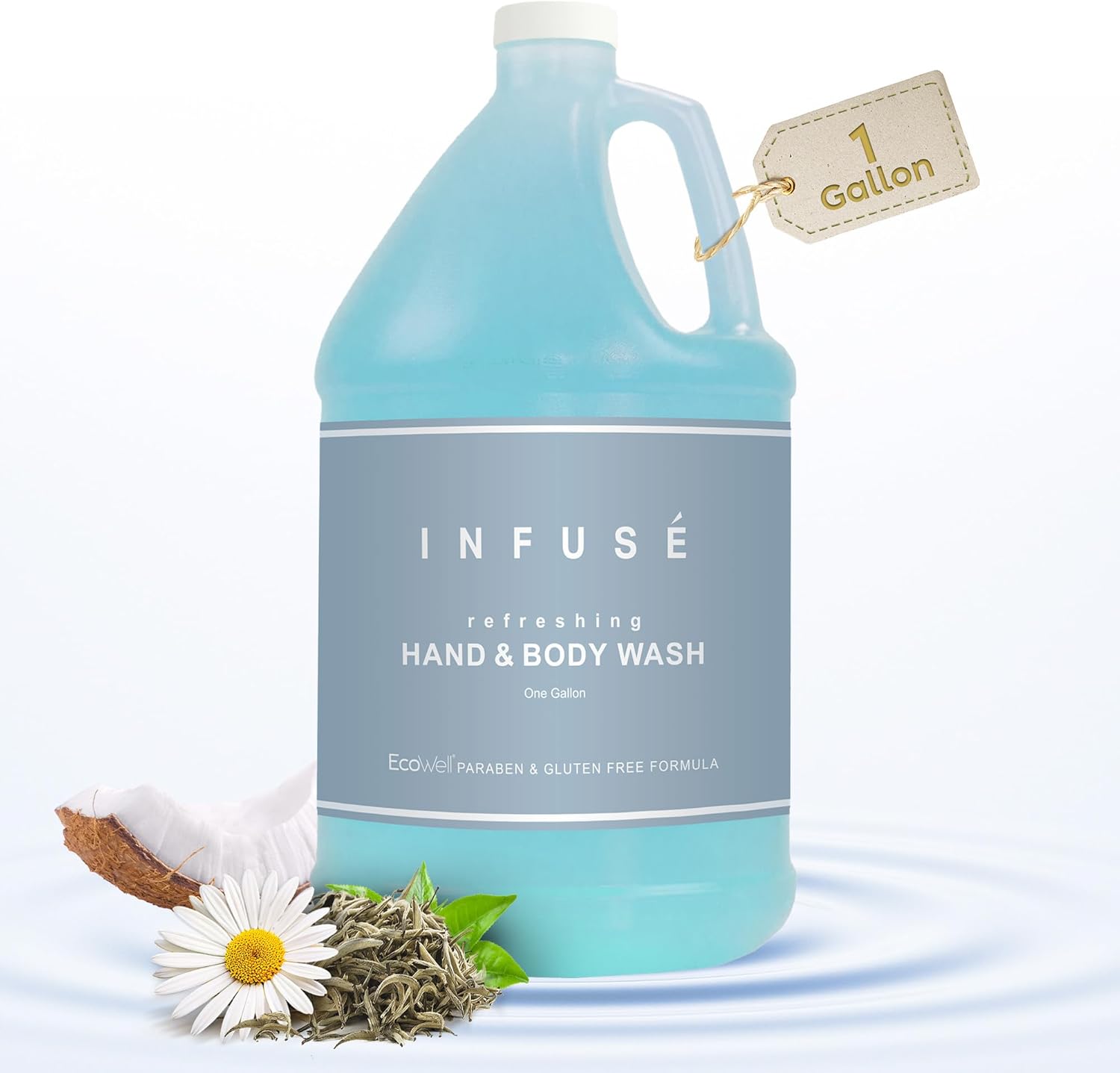 1-Shoppe All-in-Kit Hand/Body Wash | Infuse White Tea & Coconut Hotel | 1 Gallon | For Hospitality & Vacation Rentals to Refill Dispensers | (Single Gallon)