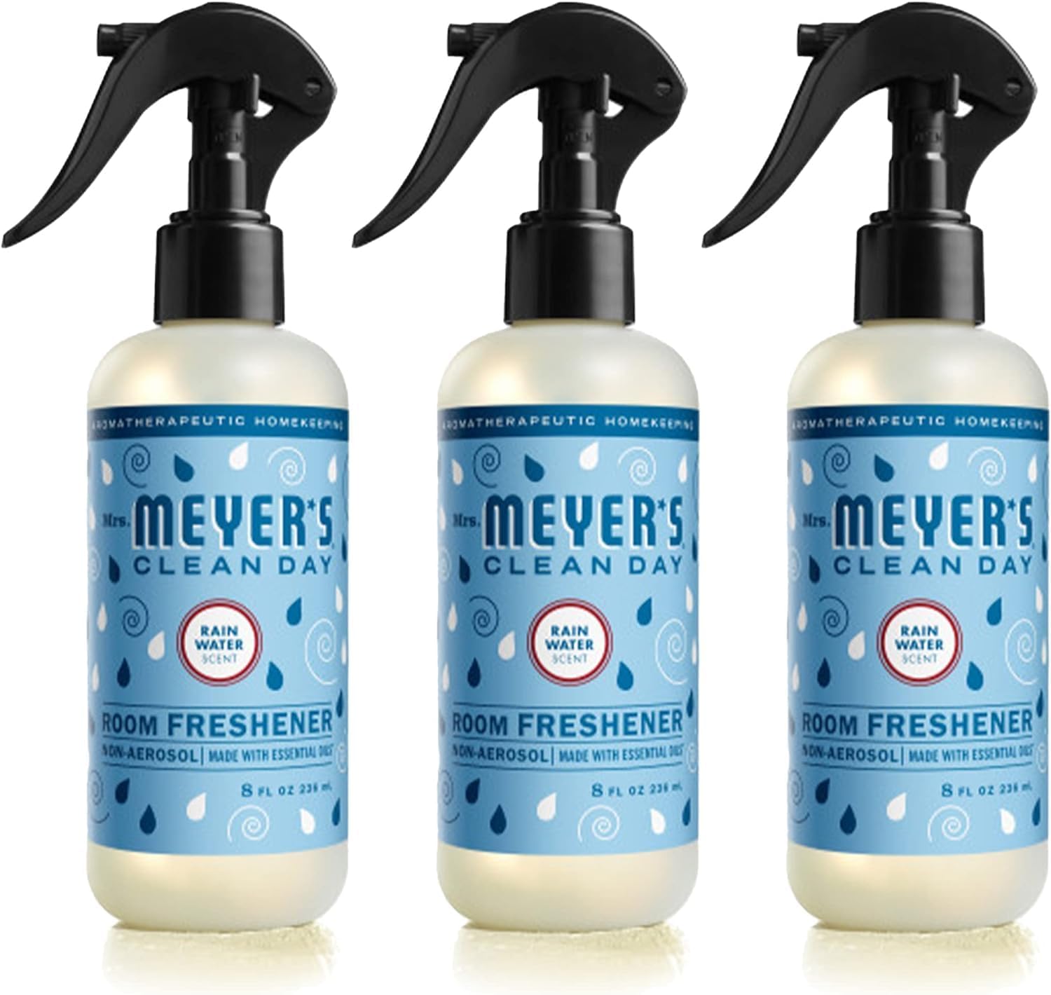 MRS. MEYER'S CLEAN DAY Room and Air Freshener Spray, Non-Aerosol Spray Bottle Infused with Essential Oils, Rain Water, 8 fl. oz - Pack of 3