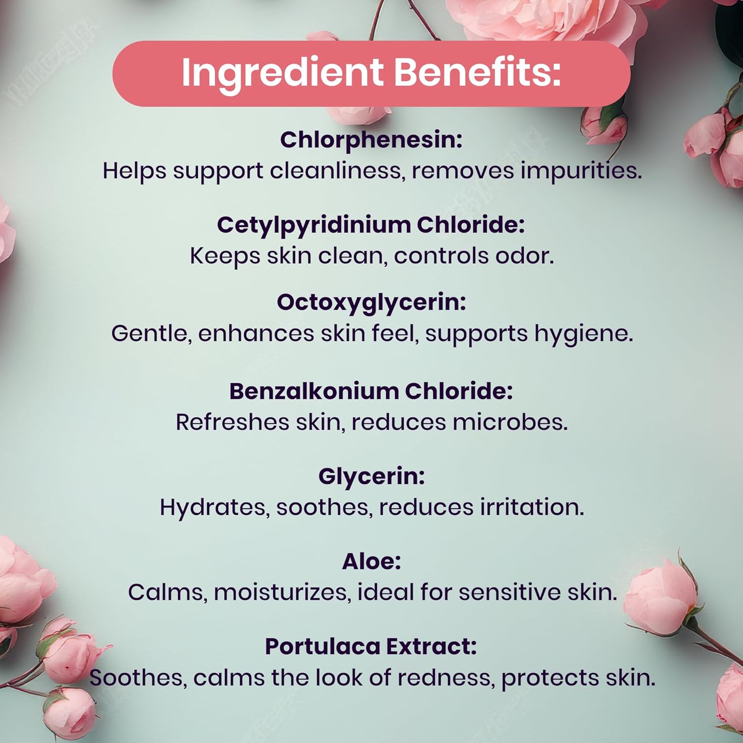 Rose Scented Daily Feminine Wipes for Women – pH Balanced Unflavored Intimate Wipes – Water-Based, Aloe-Infused, Gentle on Sensitive Skin – Vegan, No Alcohol or Dyes, Travel-Friendly - 30ct