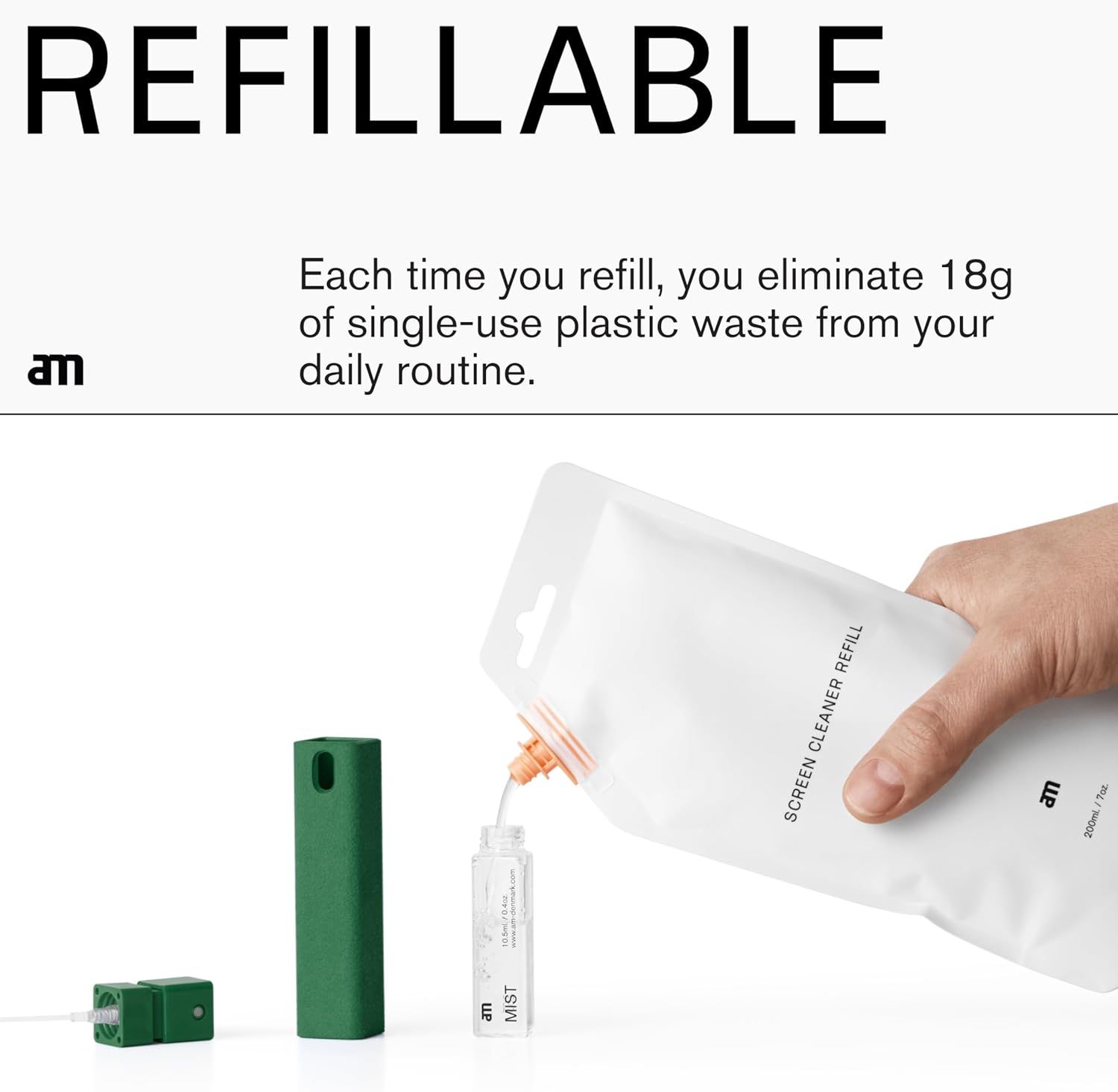 am Screen Cleaner Mist Spray with Microfiber Cloth Around – Alcohol-Free, Streak-Free Screen Cleaning Kit for Smartphones, Tablets, Laptops, Smart TVs & Car Screens, 1 Pack, Blue