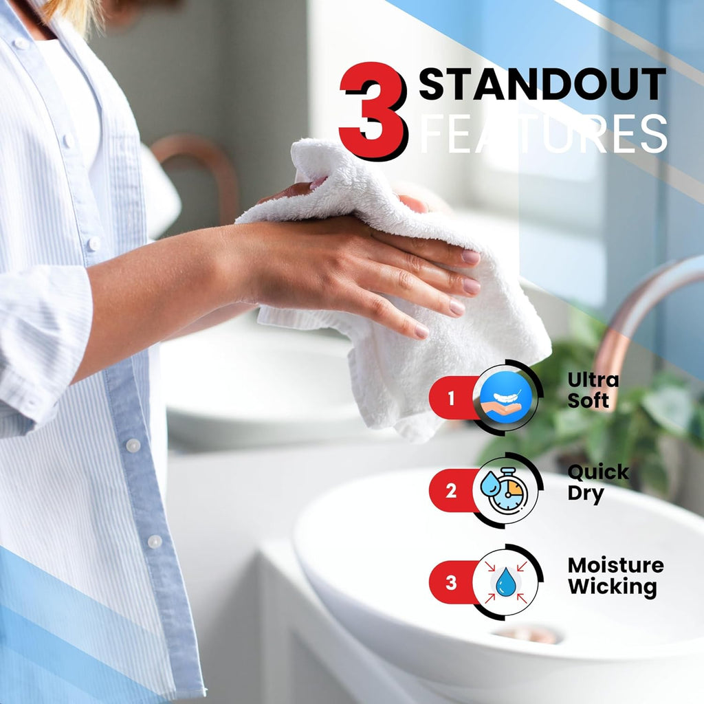 Infinitee Xclusives Luxury Wash Cloths for Showering [13x13] – 100% Cotton Washcloths [Pack of 4], Soft and Absorbent Face Towels for Bathroom Wash Clothes, Gym, and Spa (Profound Purple)