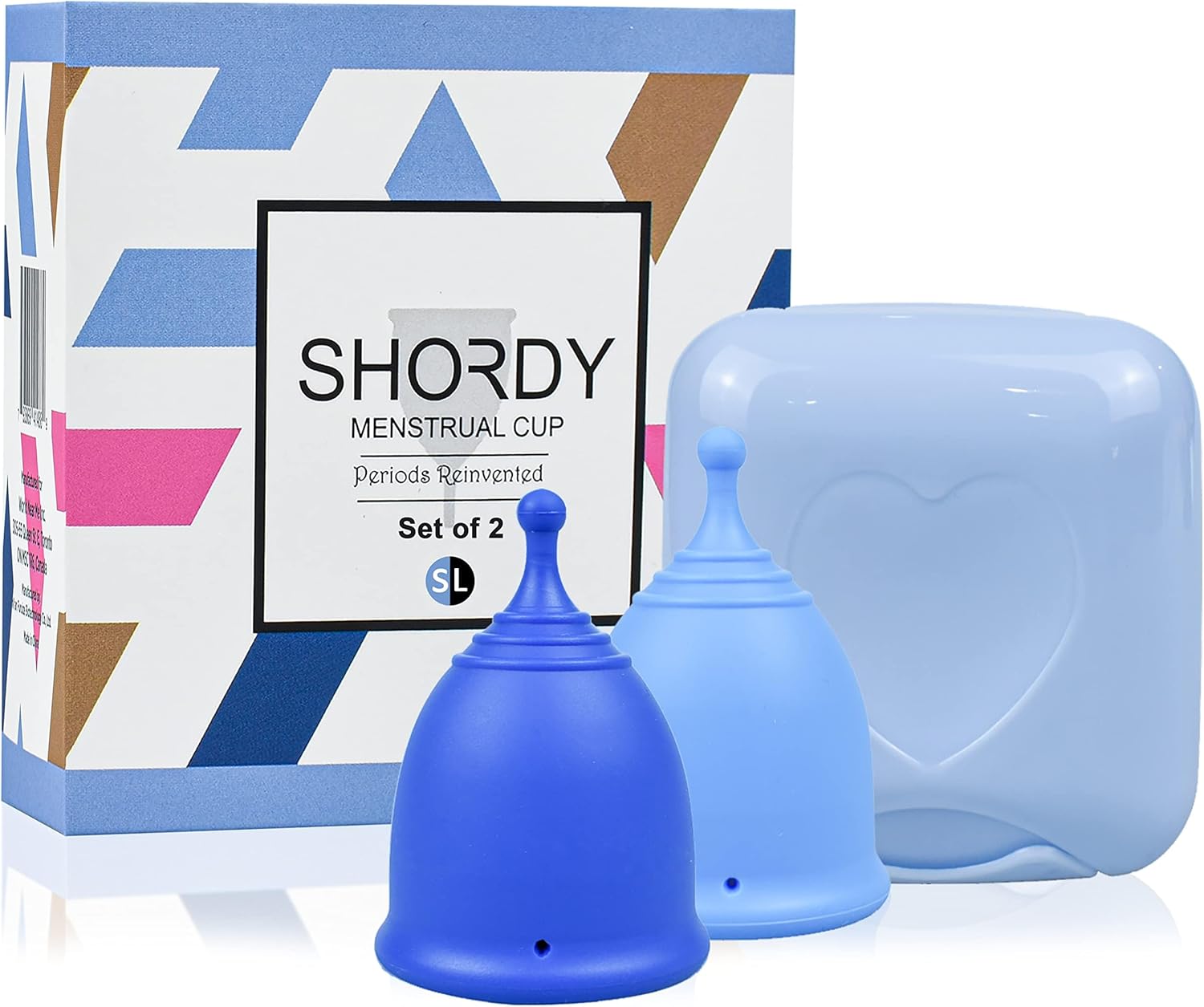 SHORDY Menstrual Cups Set of 2(Small+Large) with Box Soft Menstrual Cup & Flexible Period Cups for Women Upto 12 Hours Eco-Friendly & Safer Tampons Discs Pads Alternative Copa Menstrual (Blue)