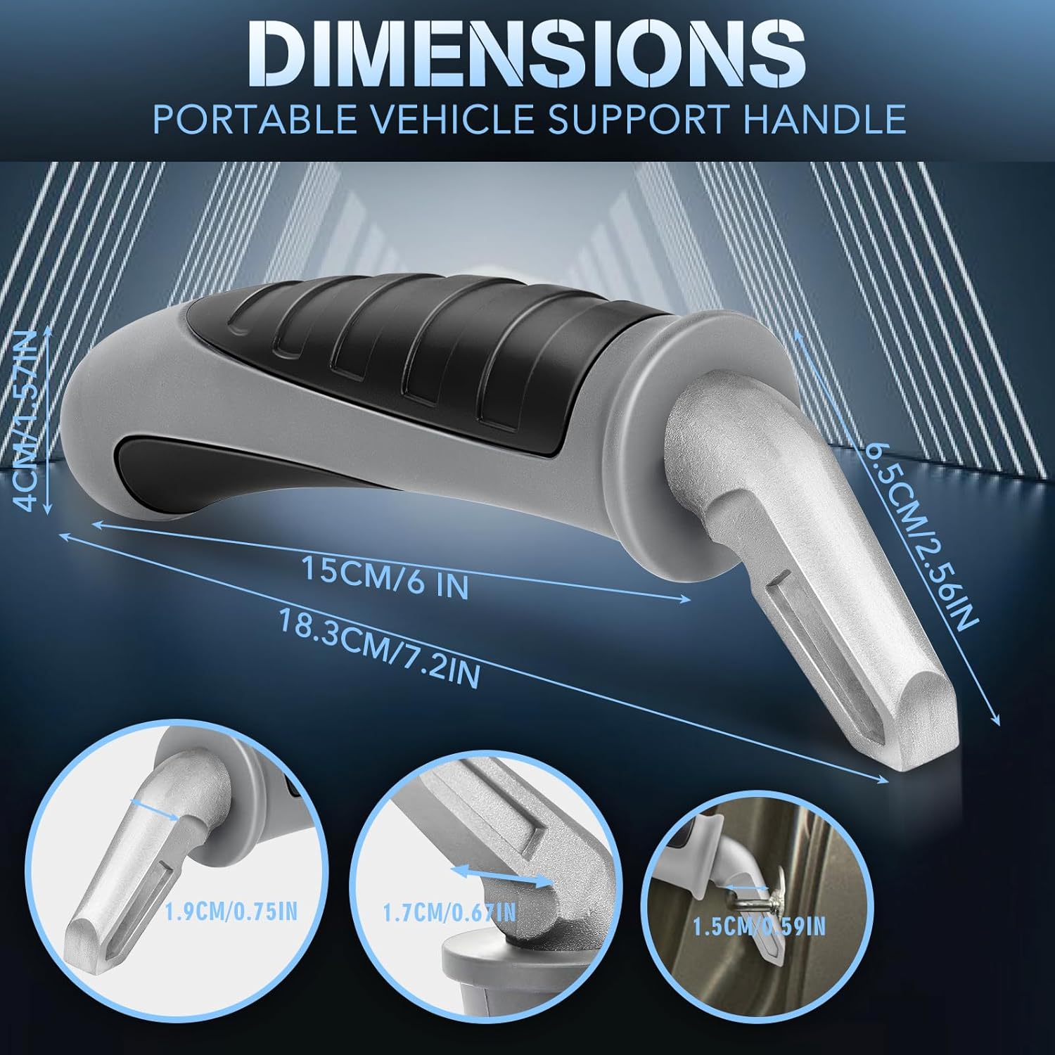 Car Door Handle for Elderly Car Handle Assist Support, Portable Auto Grab Handles for Handicap Seniors, Light Grey and Black