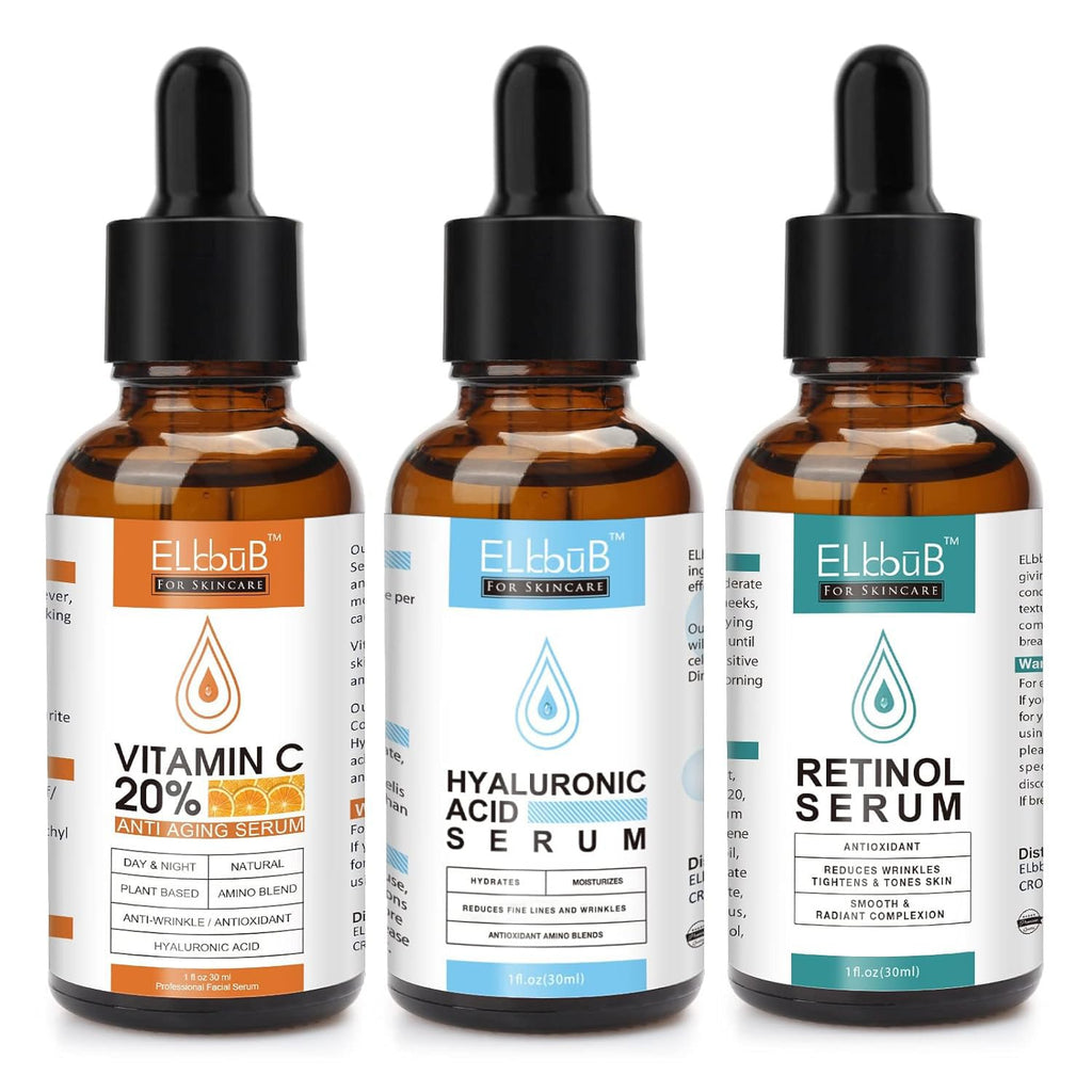 Age Defying Facial Serum - Vitamin C, Retinol & Hyaluronic Acid Serum Set for Wrinkles, Fine Lines, Skin Firmness & Moisture Retention - Collagen Boost & Deep Nourishment