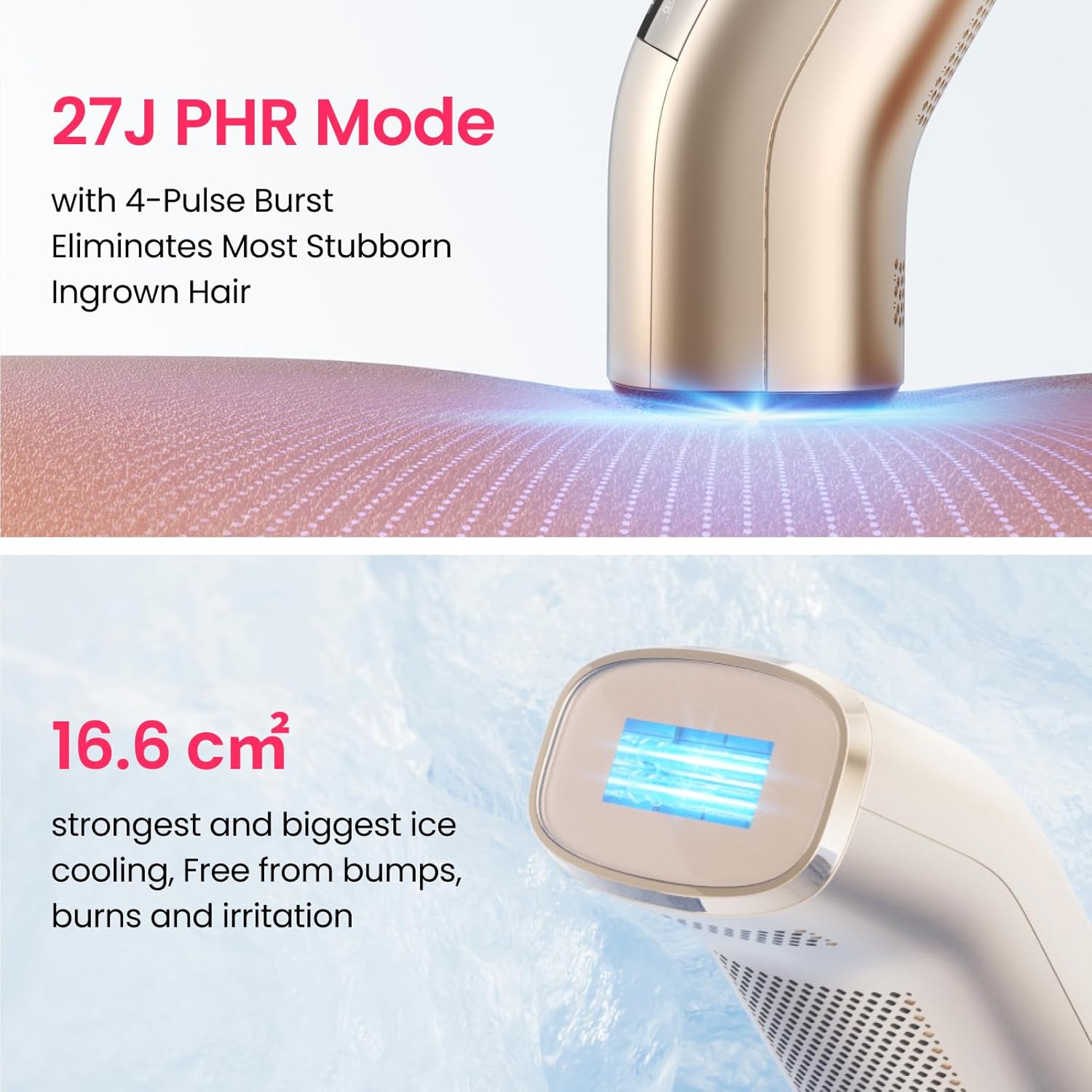 (2025 New) IPL Laser Hair Removal for Women and Men, 2 Lights & 4-Pulse Modes, 2℃ Sapphire Ice Cooling for Sensitive Skin, Targets Ingrown Hair, Permanent Hair Reduction for Bikini, Face & Body