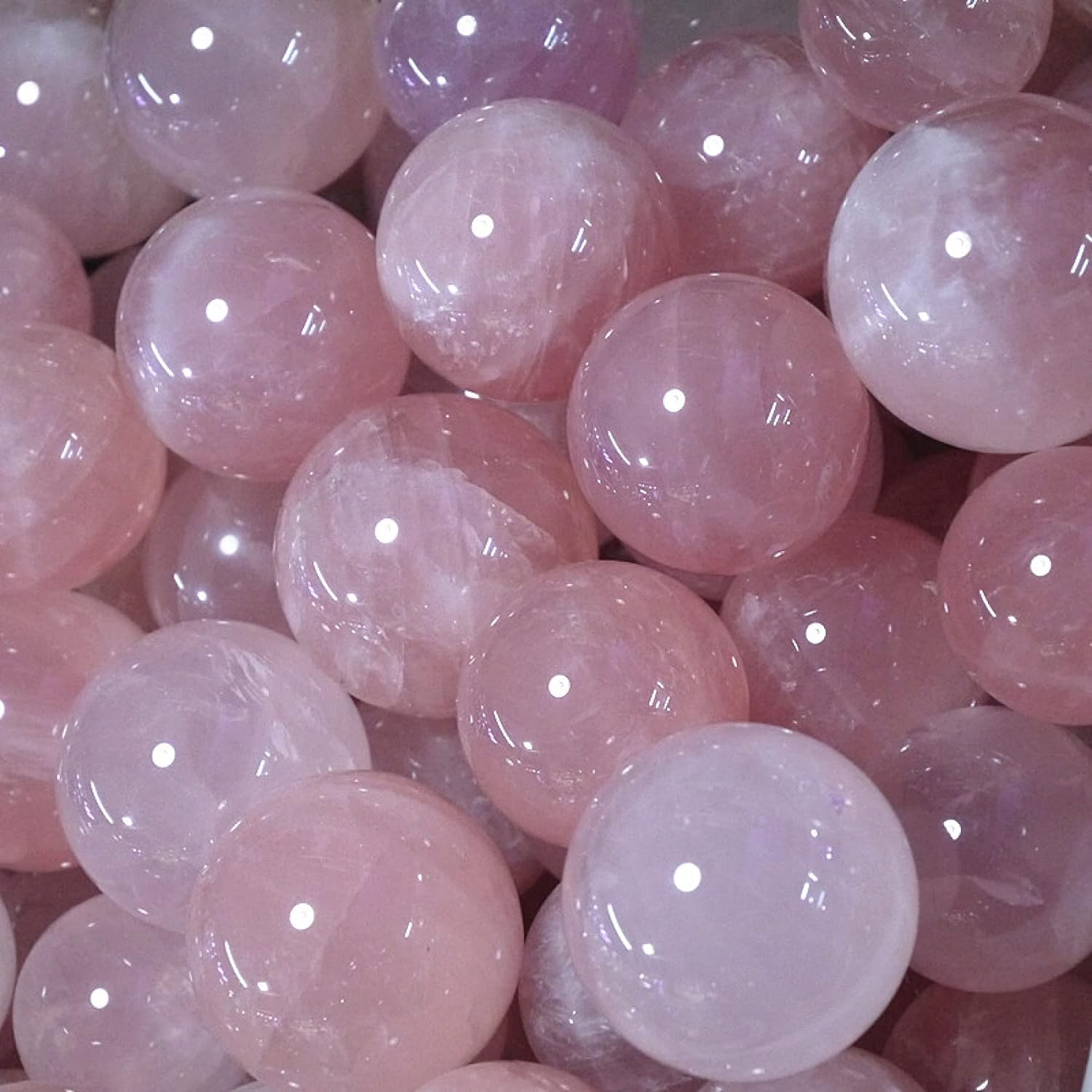 1.4" Rose Quartz Baoding Balls Small Pink Crystal Healing Stress Balls, Hand Balls for Hand Therapy, Stress Relief and Fingers and Wrist Exercise Balls with Carry Pouch (Box-Packed) M27