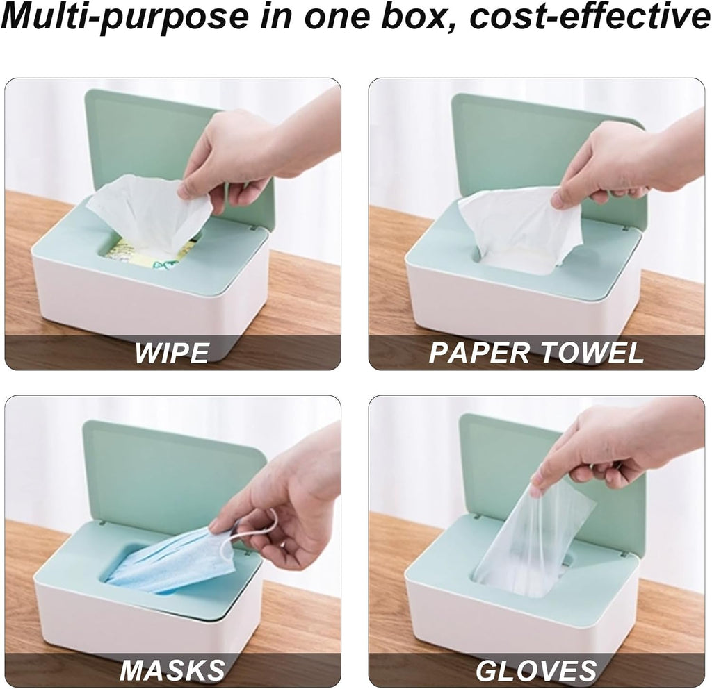 1 Pcs Diaper Wipes Dispenser, Refillable Wipe Container, Wipe Container with Sealing Design Lid, Keep Wipes Fresh,Wet Wipes Cases (Green)