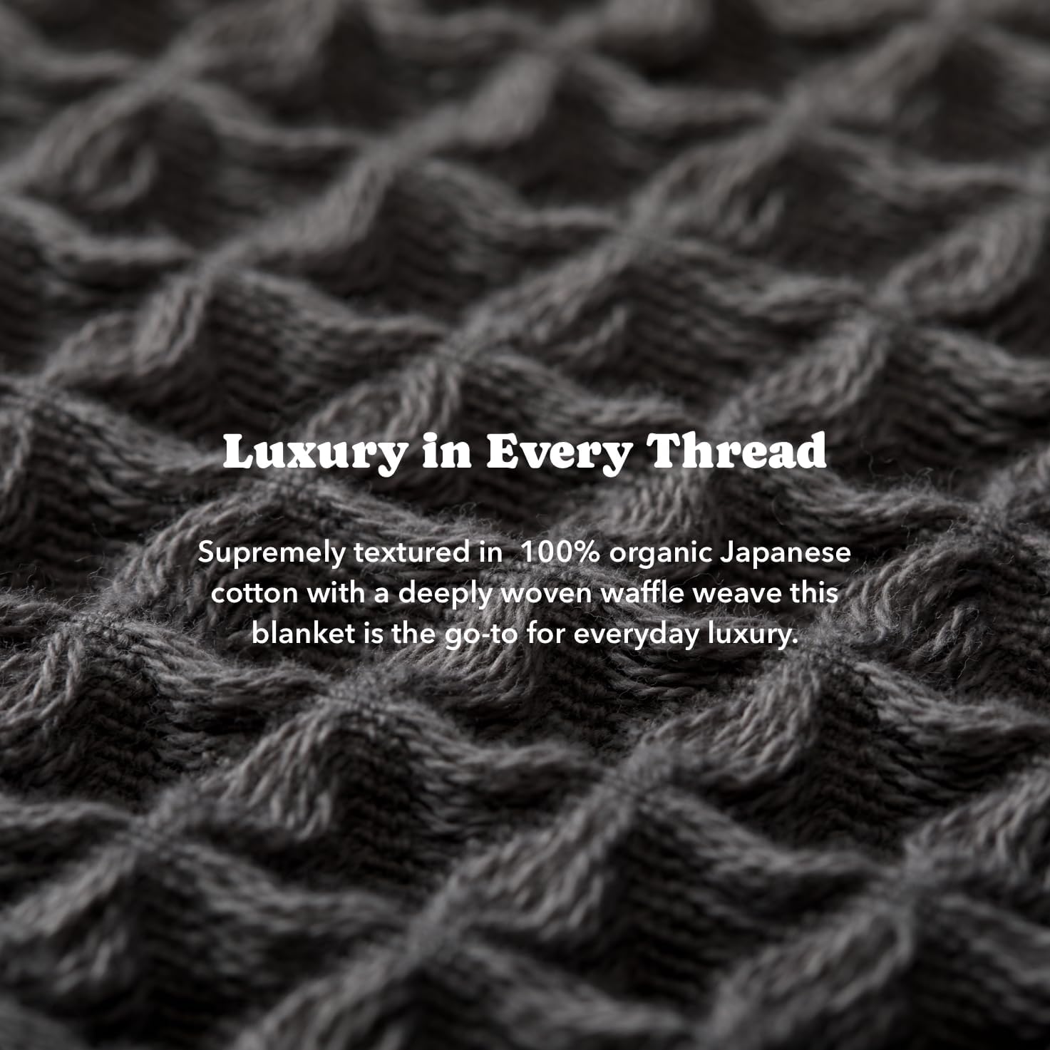 Luxury Japanese Cotton Waffle Towelket Blanket for All Sleepers | Soft, Breathable and Thermoregulating (Smoke Grey, 67''x91'')