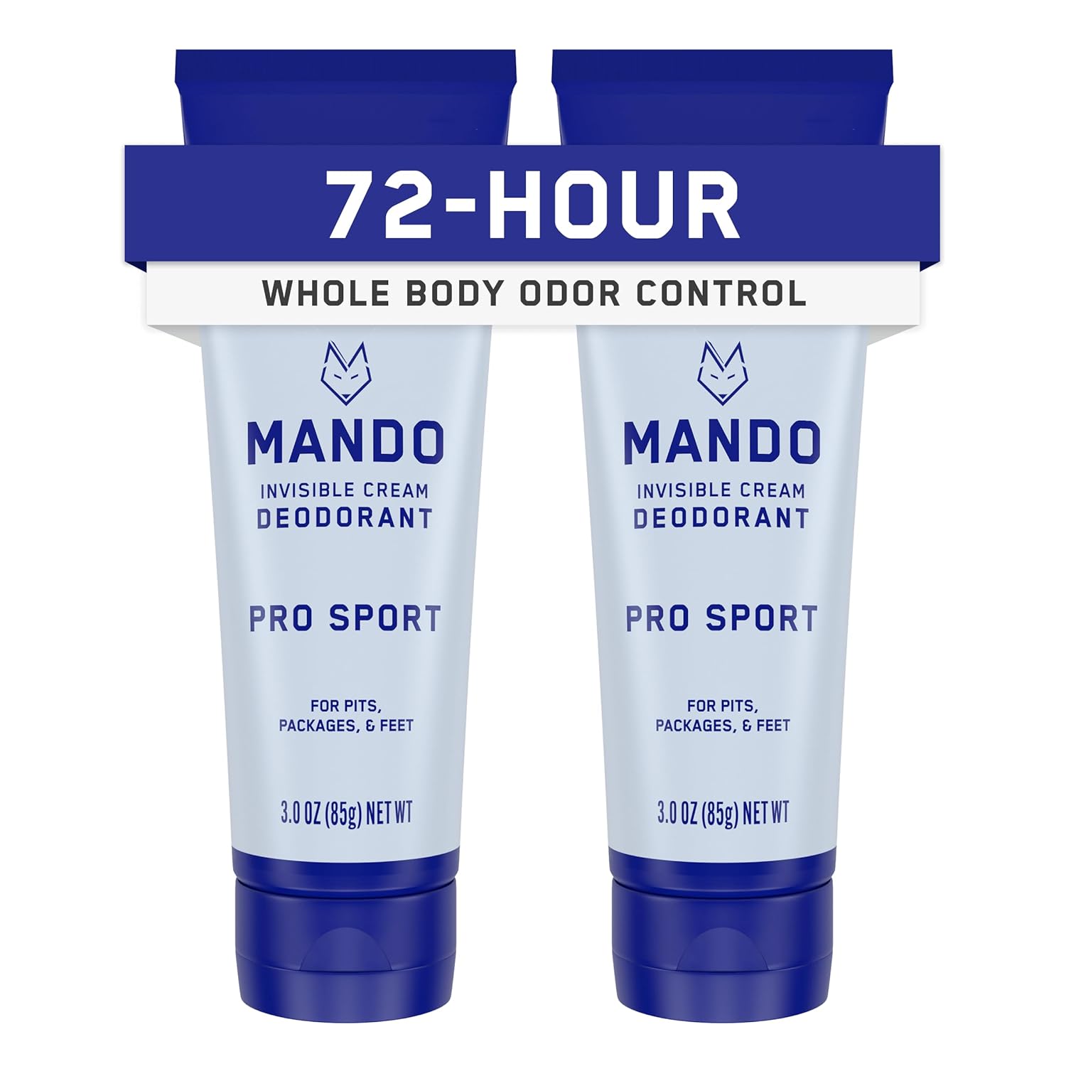 Mando Whole Body Deodorant For Men - Invisible Cream - 72 Hour Odor Control - Aluminum Free, Baking Soda Free, Skin Safe - 3 ounce (Pack of 2) - Pro Sport