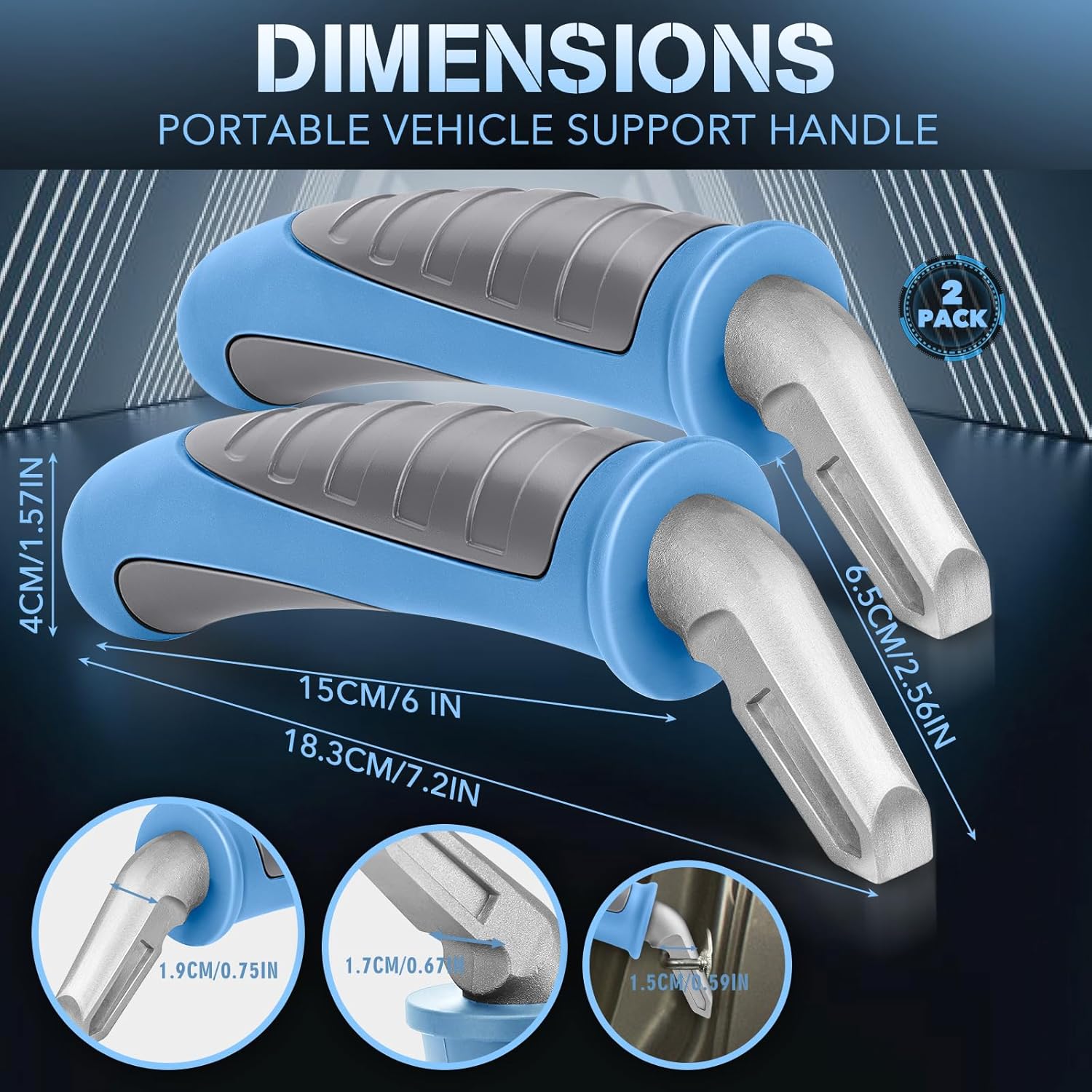 Car Door Handle for Elderly Car Handle Assist Support, Portable Auto Grab Handles for Handicap Seniors, Light Blue and Grey 2 Pcs