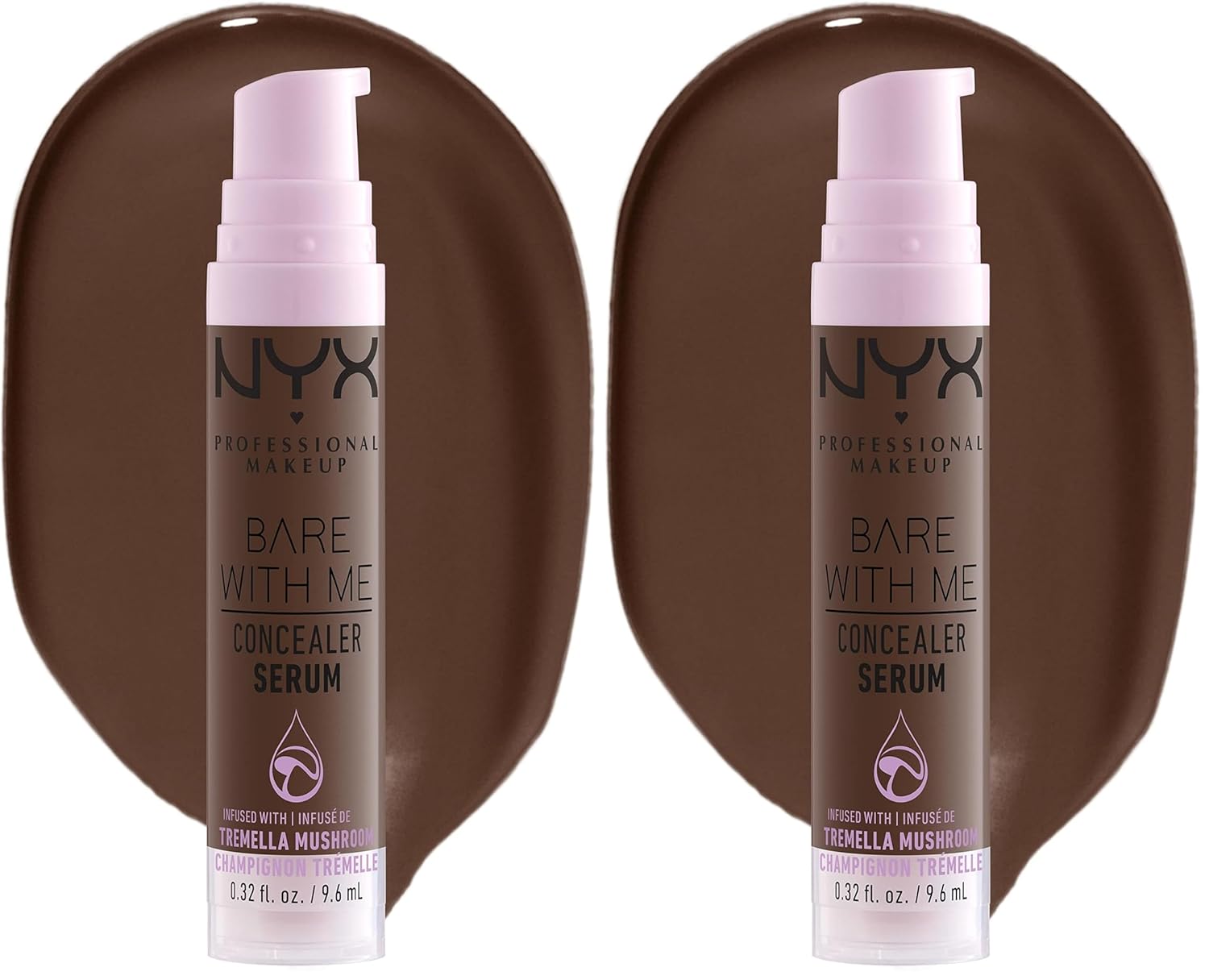 NYX PROFESSIONAL MAKEUP Bare With Me Concealer Serum, Up To 24Hr Hydration - Deep (Pack of 2)