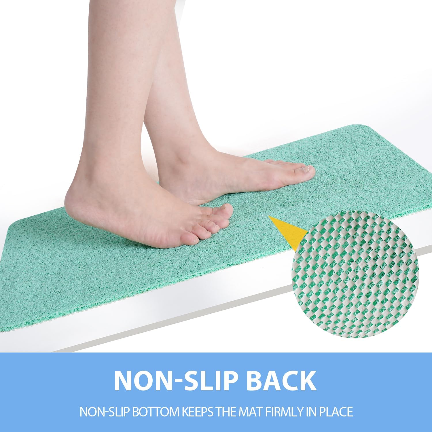 Non-Slip Bathtub Mat, Anti Slip Shower Mat, Fast Drying Bathtub Mats, Foot Scrubber Mat, Anti Slip Mat for Tub, Floor, Bathroom, Kitchen, Home, Hotel (Light Green 36"×24")