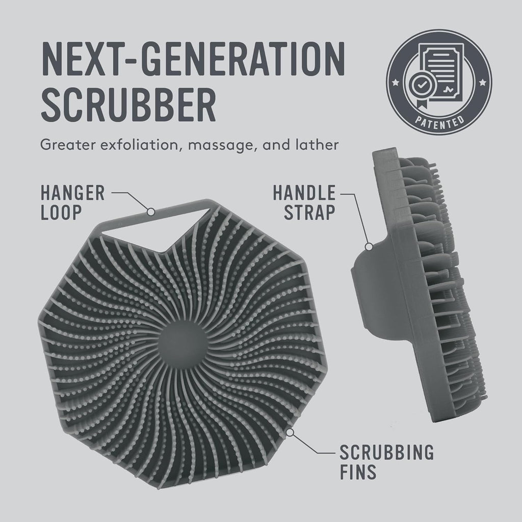 Sud Scrub® Antimicrobial Silicone Body Scrubber, Exfoliating Body Scrubber for Sensitive Skin, Eco Friendly Shower Scrubber for Body, Silicone Body Brush for Showering, Charcoal