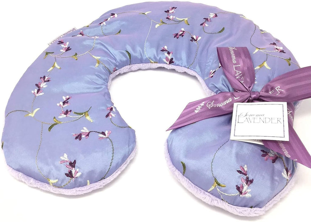 Sonoma Lavender Luxury Lavender Heatable/Chillable Neck Pillow, Microwaveable for Neck and Shoulders, Great for Relaxation and Pain Relief, Embroidered Lavender