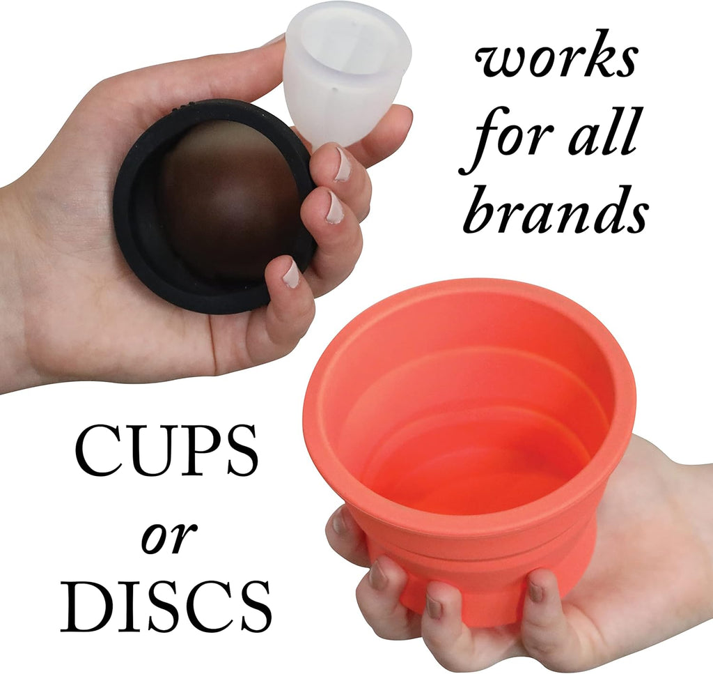 Menstrual Cup Sterilizer, Period Disc Cleaner, Period Cup or Menstrual Disk Travel Wash Case, Multi-Use Shaker for Cleaning or Storage Container, Reusable Menstral Sanitizer (Coral)