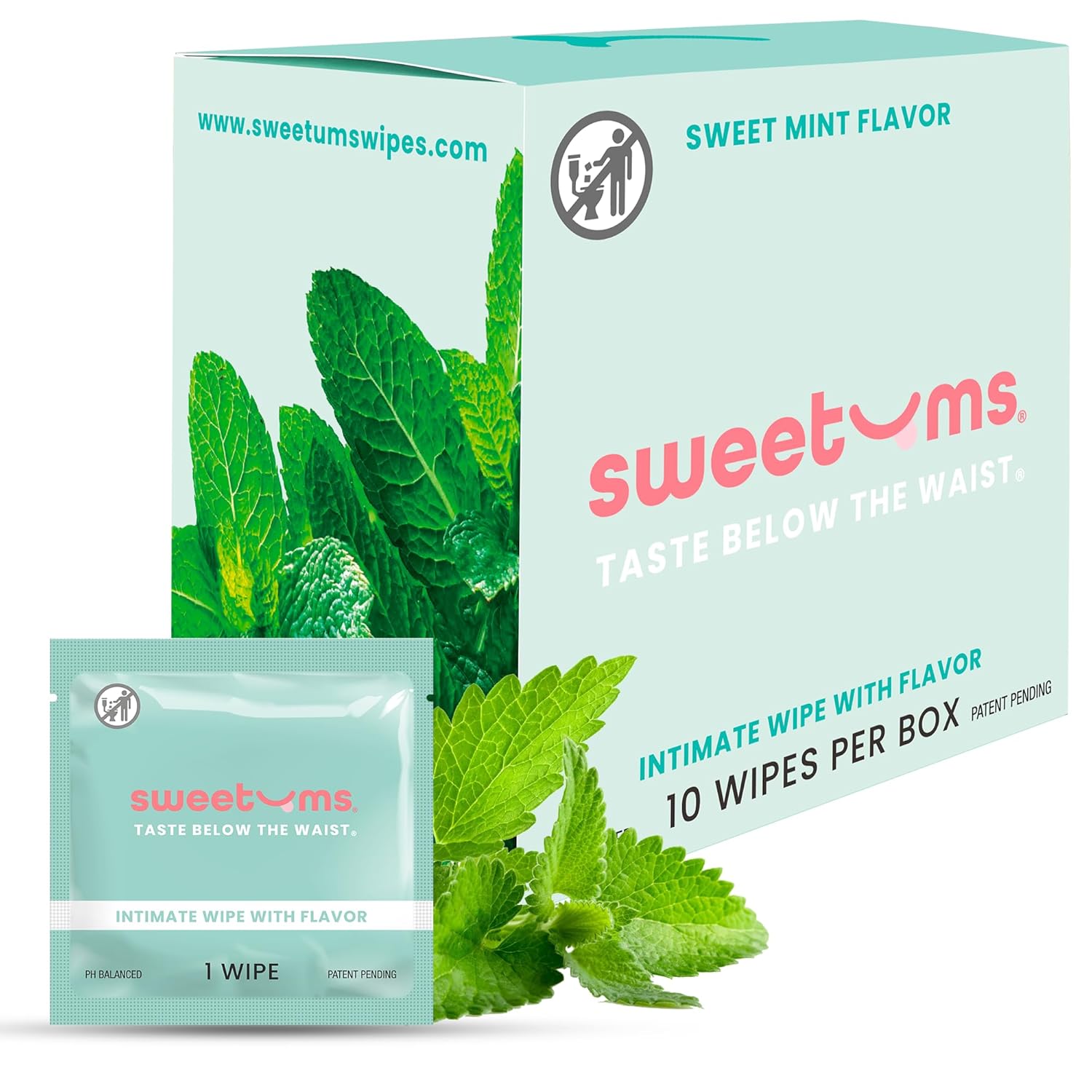 Flavored Feminine Wipes For Women, Individually Wrapped - pH Balanced Wipes - Pack of 10 (Sweet Mint)