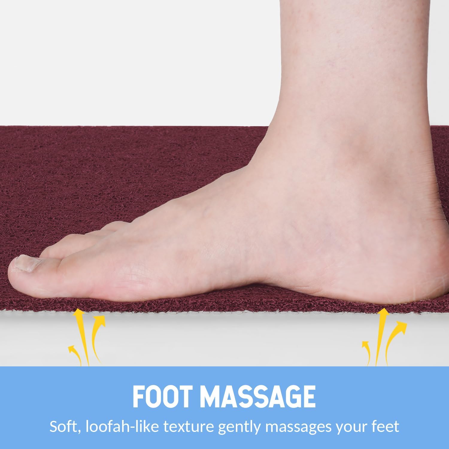 Non-Slip Bathtub Mat, 2 Pack Anti Slip Shower Mat, Fast Drying Bathtub Mats, Foot Scrubber Mat, Anti Slip Mat for Tub, Floor, Bathroom, Kitchen, Home, Hotel (Wine Red 24"×16"+24"×16")