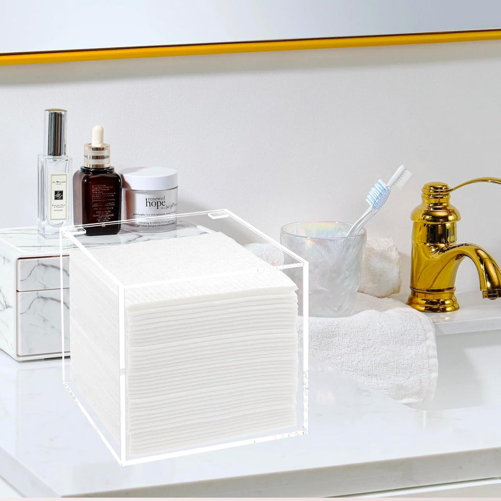 Face Towelettes Disposable Holder, Disposable Face Towel Container Acrylic, Facial Towels Storage Box, Clear