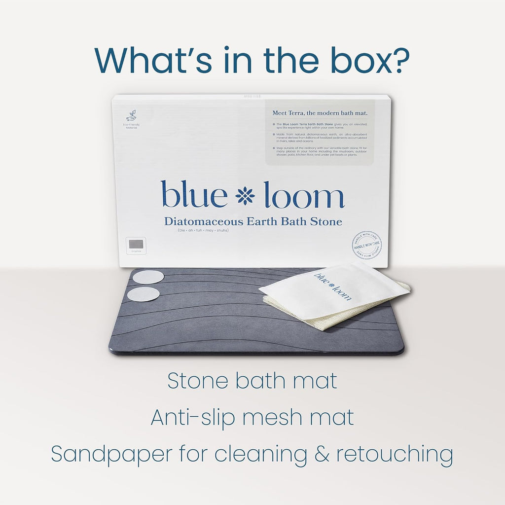 Stone Bath Mat, Premium Non-Slip Diatomaceous Earth Bathmat, Absorbent and Quick Drying to Elevate Your Bathroom, Dry Floor or Kitchen, Easy to Clean Spa Experience 15.3" x 23.6" - Grey