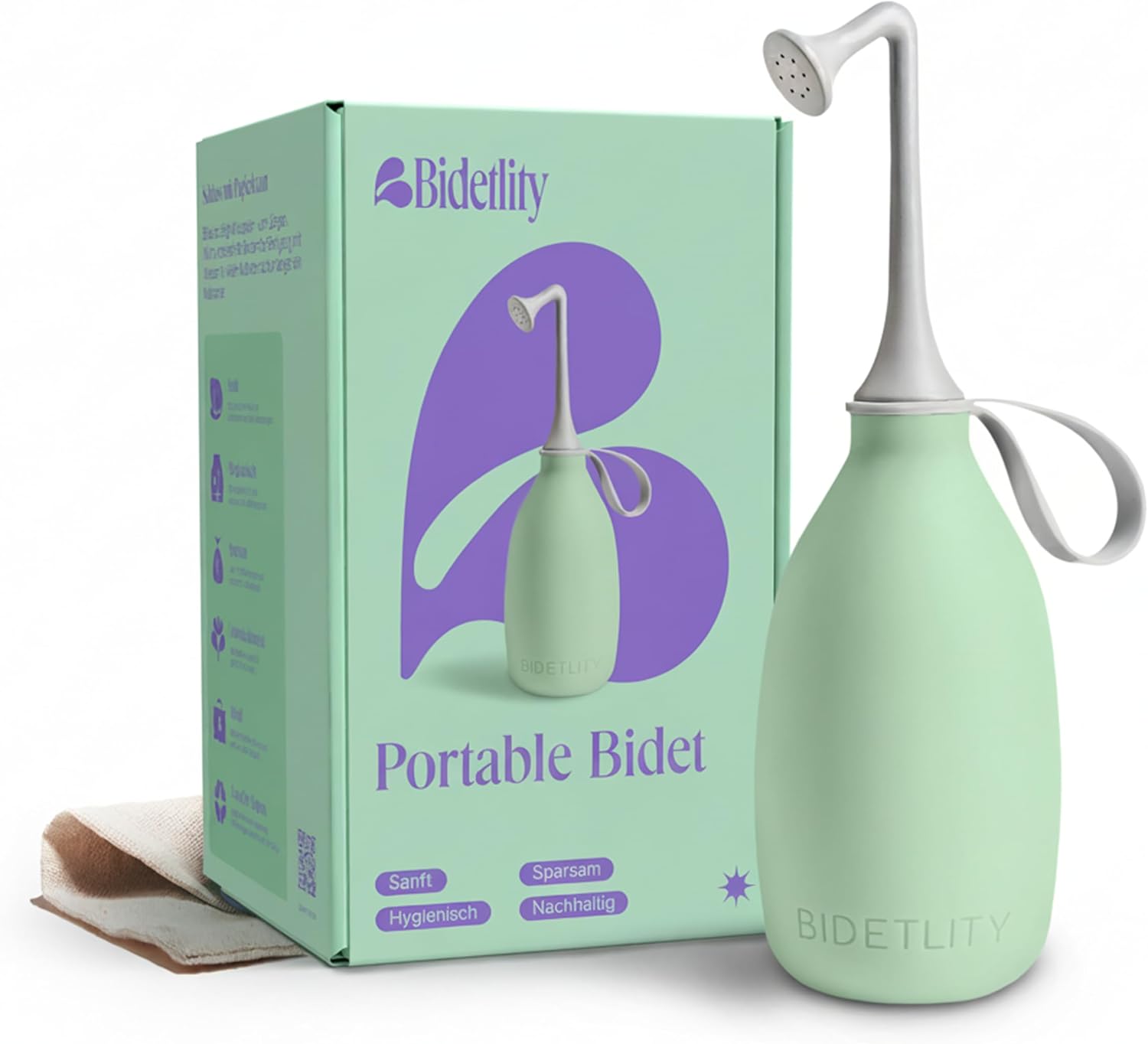 Butt & Intimate Shower 3.0 – Mobile Travel Bidet & Sustainable Intimate Shower, Replaces Wet Wipes, Saves Toilet Paper, Portable Handheld Bidet, Travel Bag Included, BPA-Free - Minty Mint