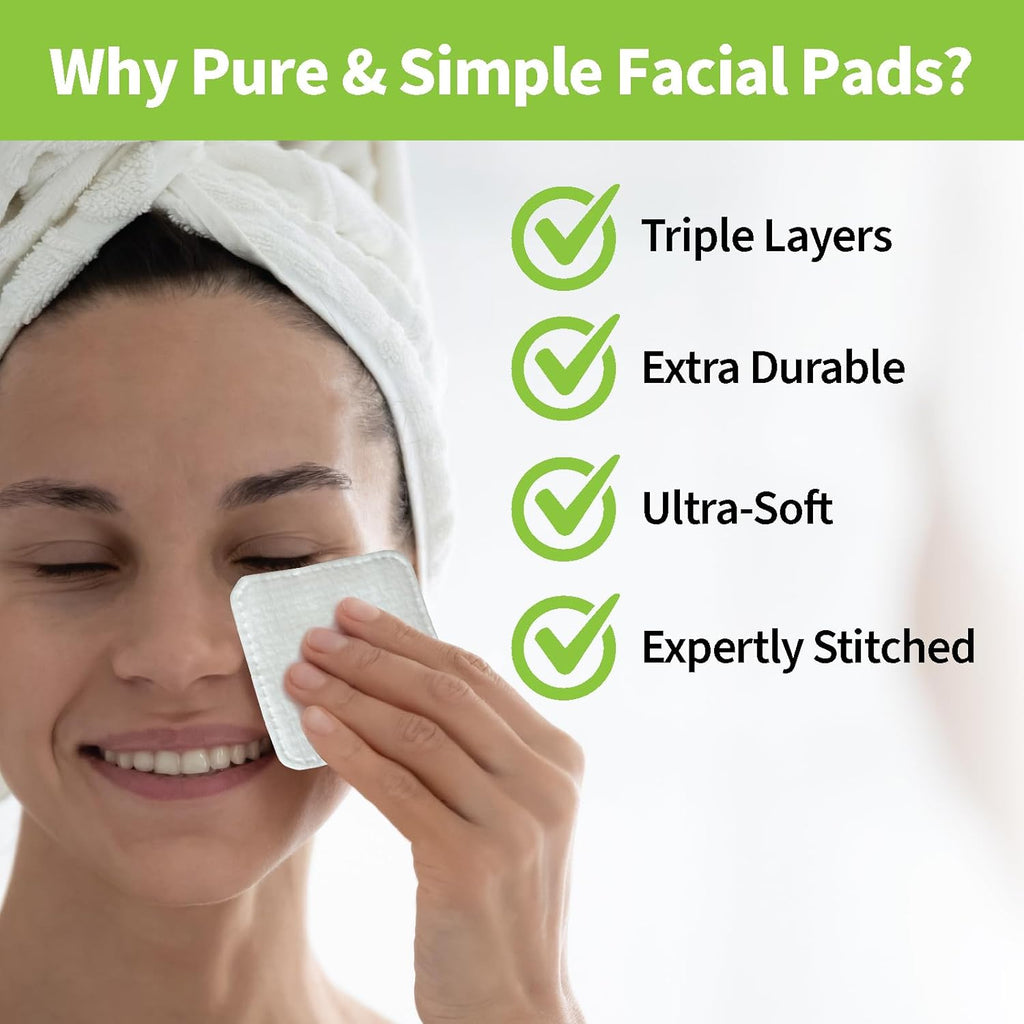 ForPro Premium Pure & Simple XL Facial Pads, Triple Layered Ultra Soft Disposable Makeup Remover Pads, 100% Vegan & Cruelty-Free, 60-Count