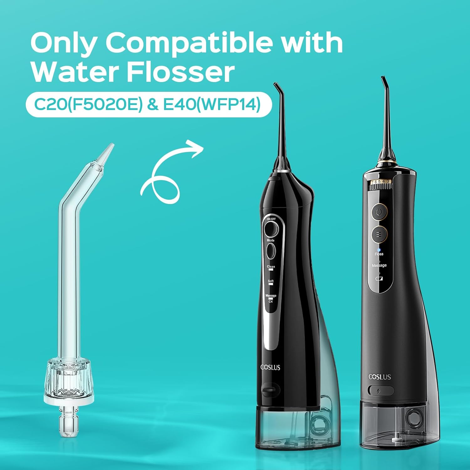 COSLUS Original Water Flosser Replacement Tips: Replacement Heads Compatible with COSLUS, Aquasonic, Nicwell, Oralfree, WELLFINE, Hangsun, Tovendor Water Dental Pick, Accessory, 4 Periodontal Jet Tips