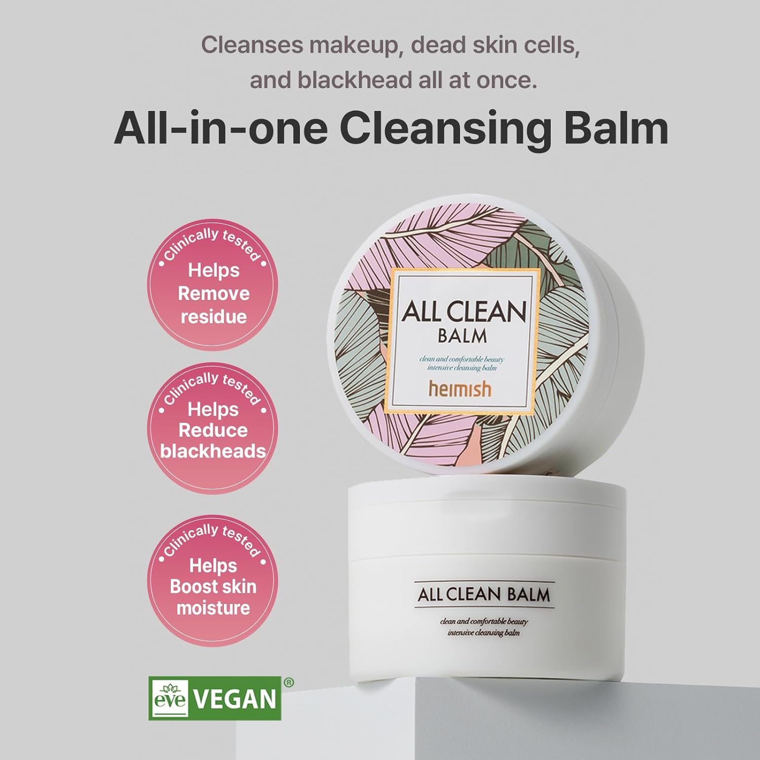 HEIMISH All Clean Balm - Cleansing Balm, Waterproof Makeup Remover, Face Cleanser, Oil Based Cleanser, Korean Skincare with Natural Aroma Oil, Vegan, For All Skin Types, 4.0fl.oz/120ml, 2 Packs
