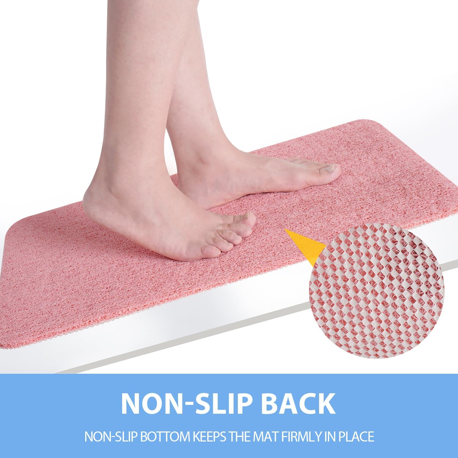 Non-Slip Bathtub Mat, Anti Slip Shower Mat, Fast Drying Bathtub Mats, Foot Scrubber Mat, Anti Slip Mat for Tub, Floor, Bathroom, Kitchen, Home, Hotel (Pink 40"×28")