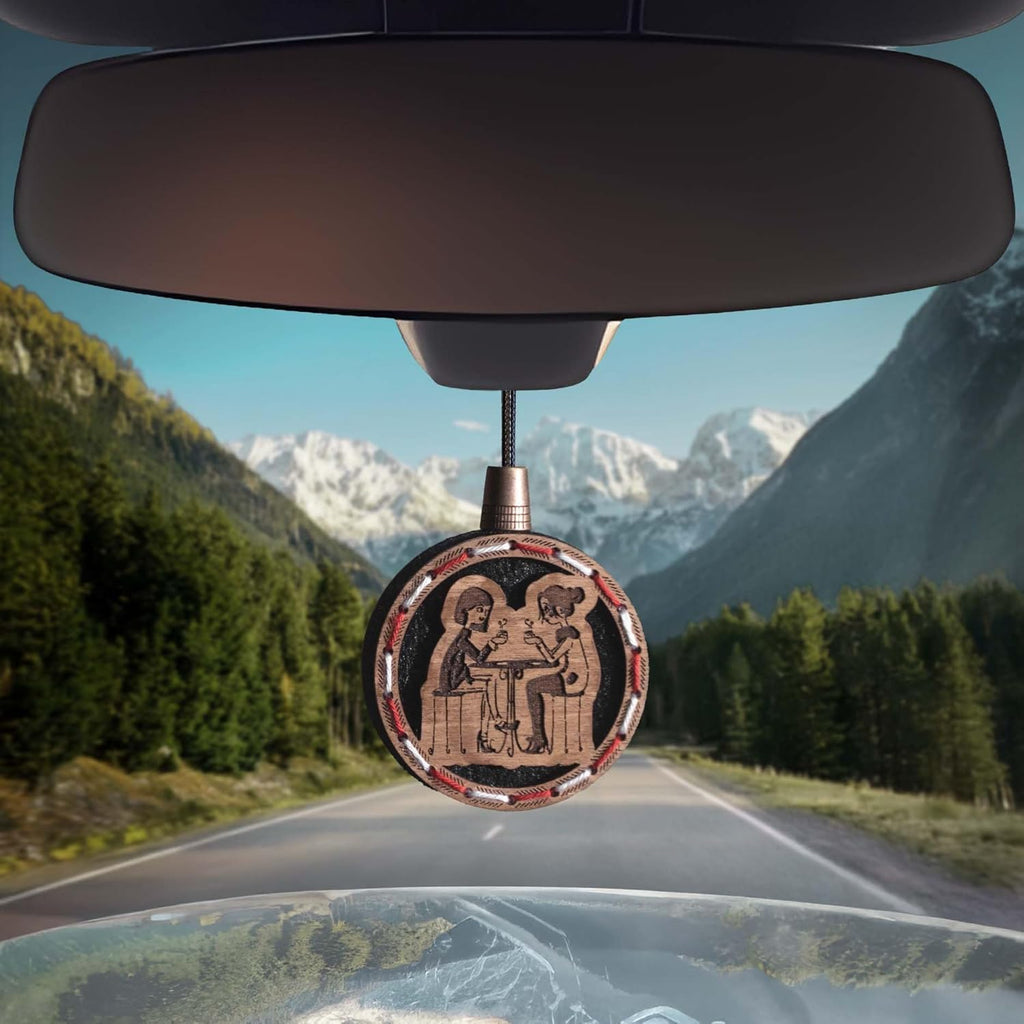 Wood Car Air Freshener — Handmade Car Air Freshener — Tree Of Life Designed Fragrance Oil Diffuser in Wooden Gift Box — Aromatherapy Gift Set with Ocean Breeze Fragrance Oil - 10 ml