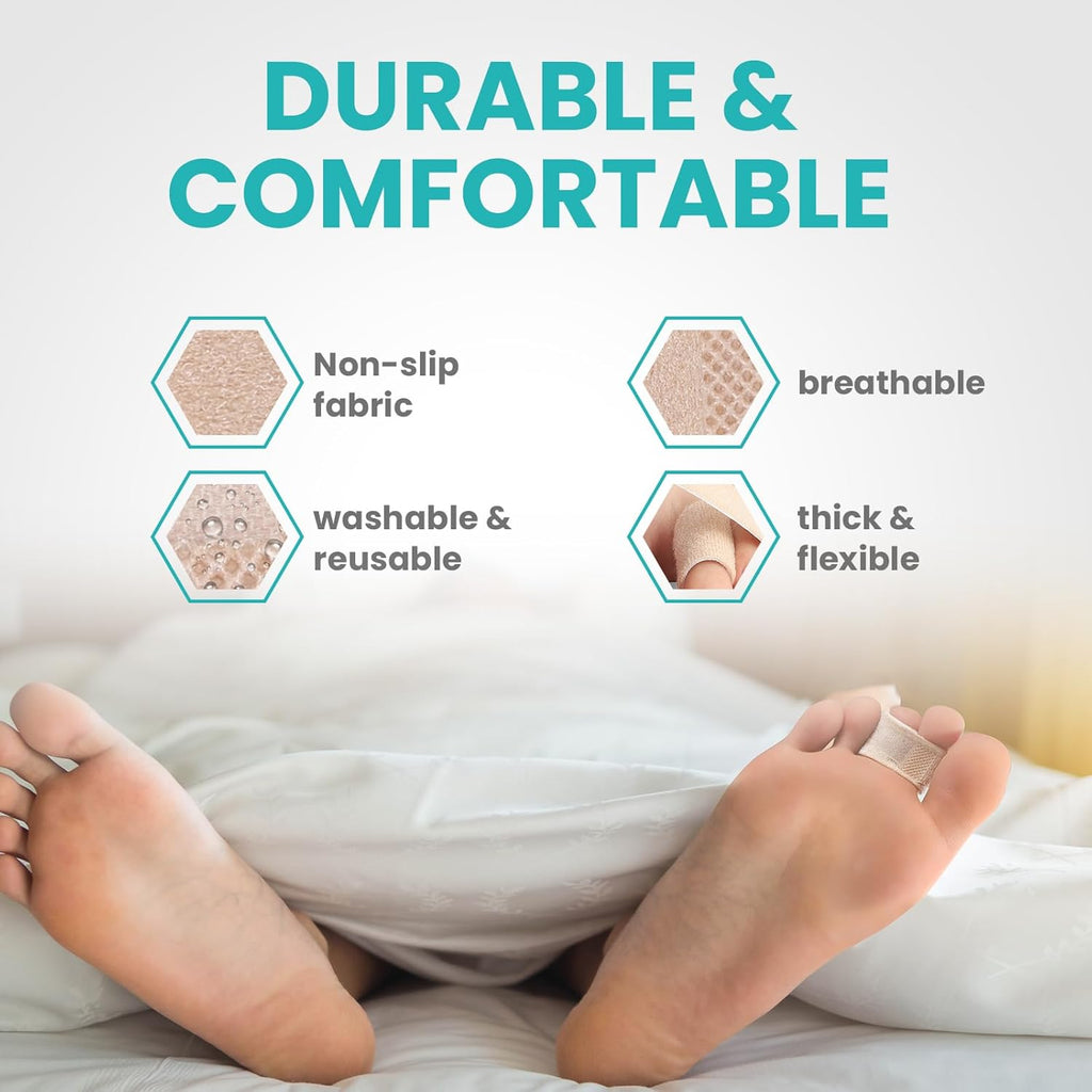 10 Pack Fabric Hammer Toe Corrector, Reusable Broken Toe Protectors Taped Wraps, Hammertoe Straightener, Toe Splint for Broken Toe, Crooked Toes, Bent Toes （Brown+10S）