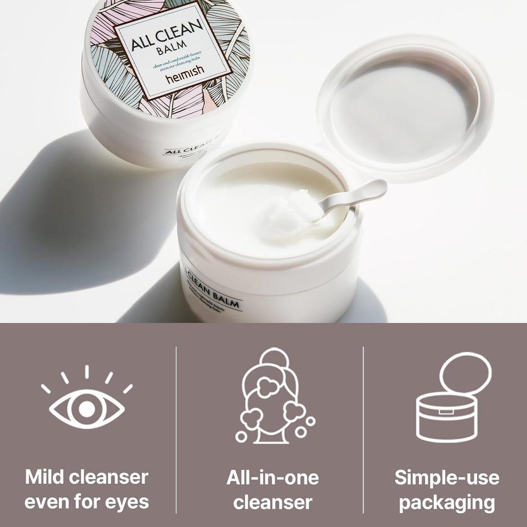 HEIMISH All Clean Balm - Cleansing Balm, Waterproof Makeup Remover, Face Cleanser, Oil Based Cleanser, Korean Skincare with Natural Aroma Oil, Vegan, For All Skin Types, 4.0fl.oz/120ml, 2 Packs