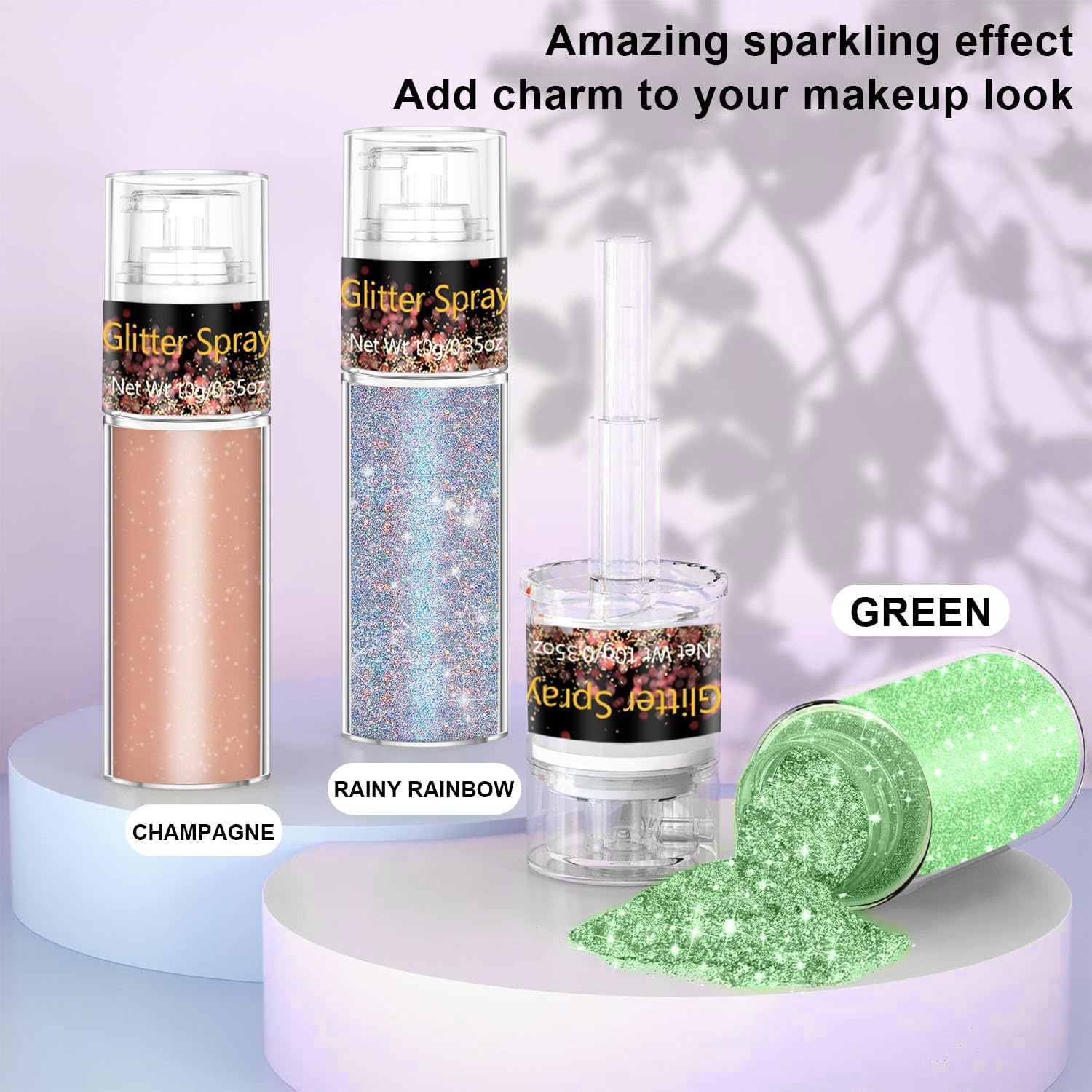 Hair and Body Glitter Spray, 1PC Green Glitter Hairspray Dry Powder Makeup for Clothes, Festival Rave Prom Loose Sparkle Powder,Holographic Ultra Fine Resin Glitters for Crafts (Green)