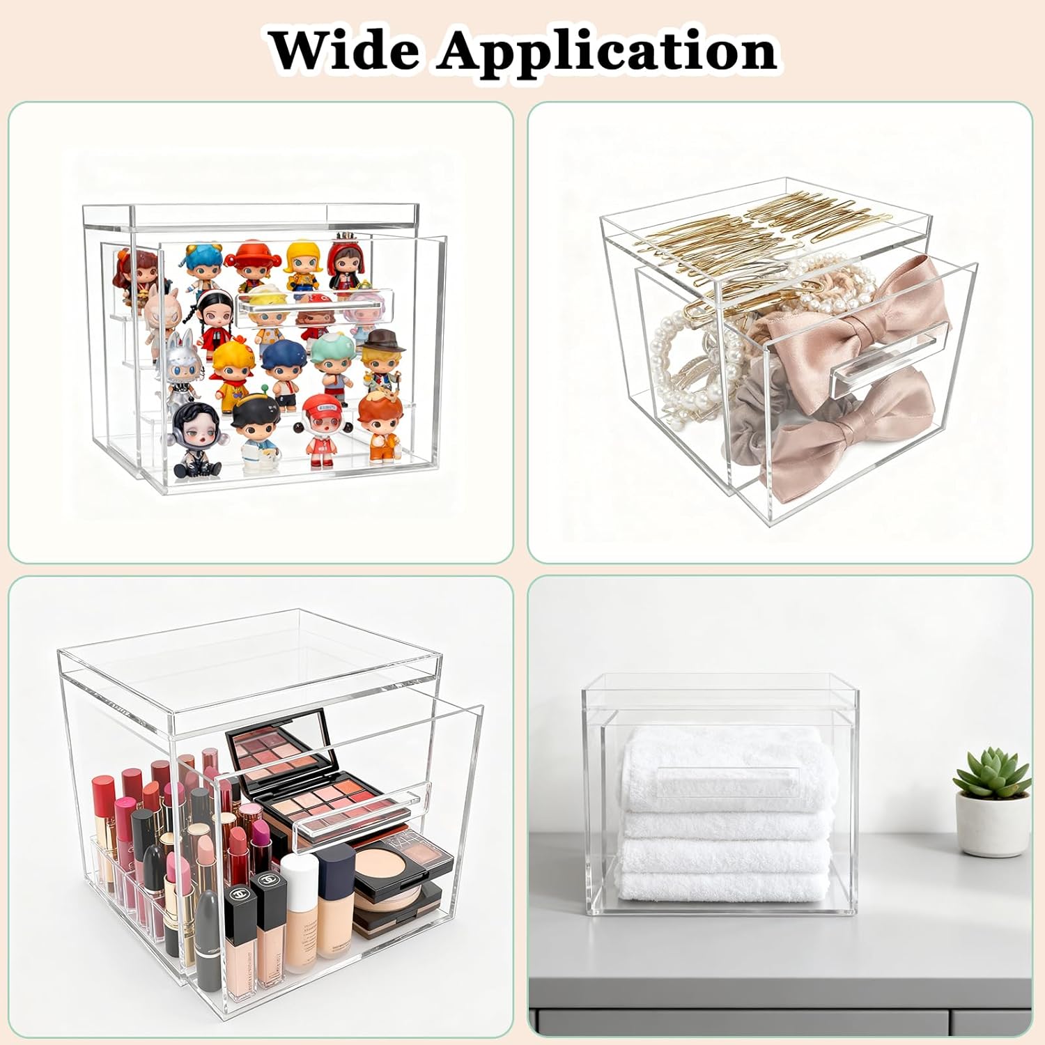 Disposable Facial Towel Holder, Acrylic Container Compatible with Clean Skin Club Towel XL, Clear Storage Box for Bathroom and Vanity Countertop