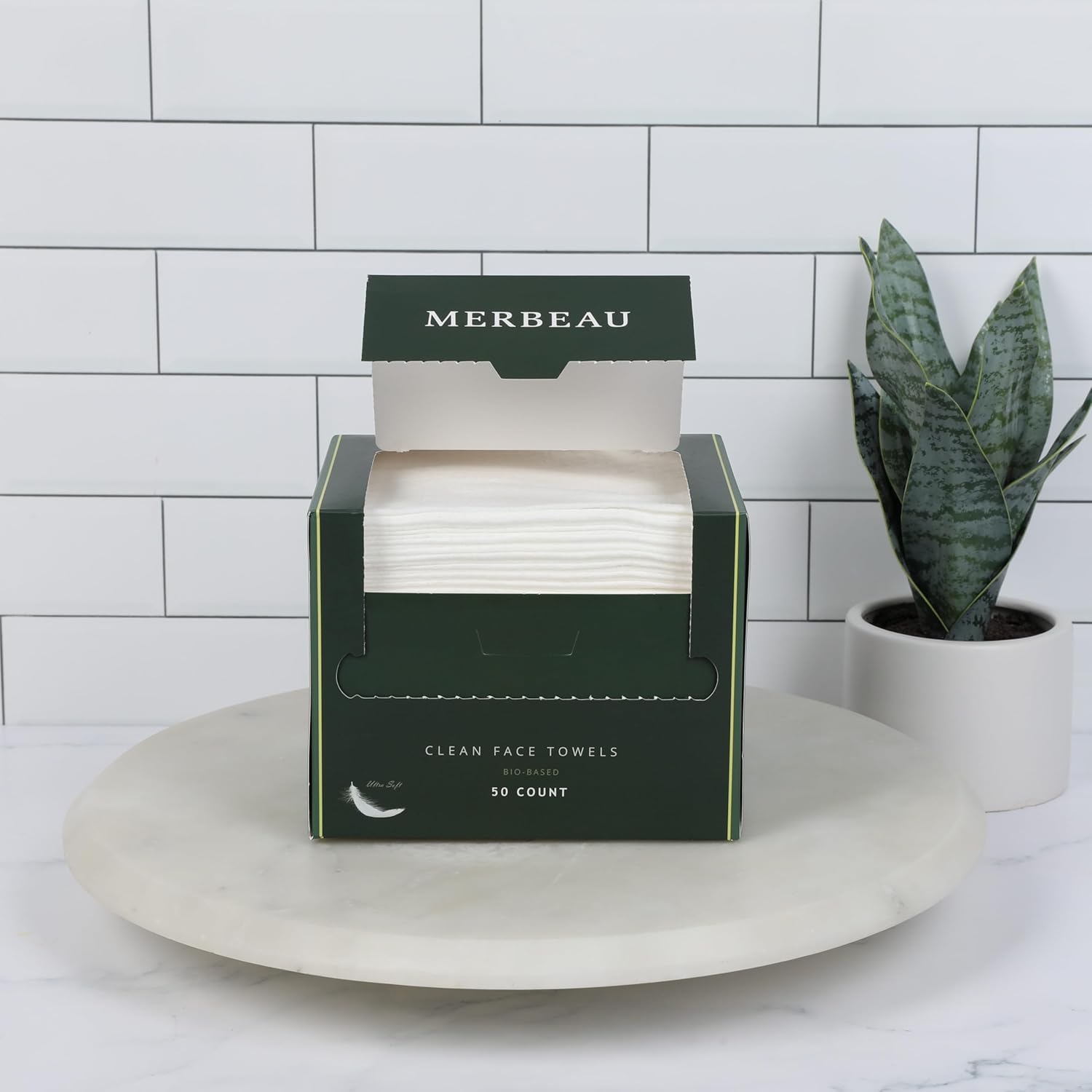 Clean Facial Towels for Sensitive Skin, 100% USDA Biobased Face Towels, 50 Count, Ultra Soft, Makeup Remover Dry Wipes, Viscose